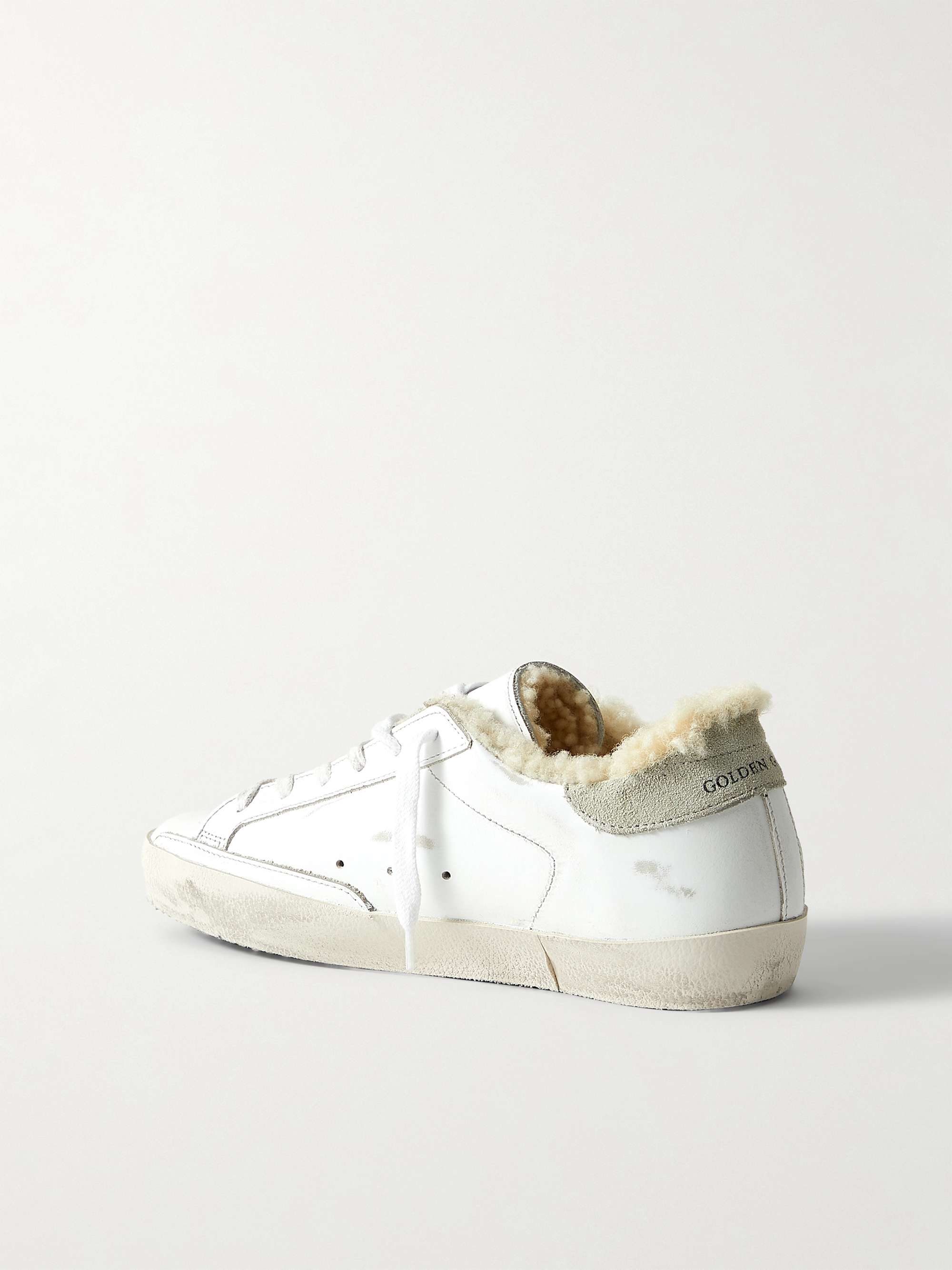 GOLDEN GOOSE Superstar glittered distressed leather sneakers