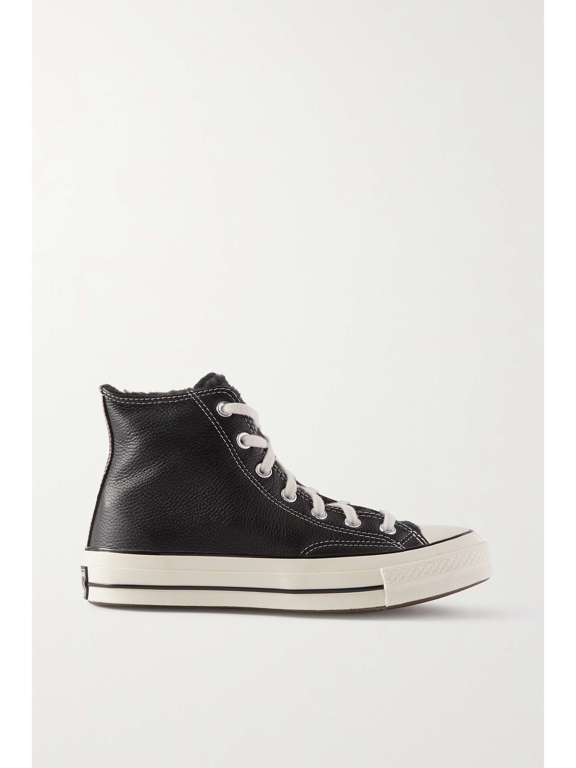 Black Chuck Taylor All Star 70 shearling-lined textured-leather high-top  sneakers | CONVERSE | NET-A-PORTER