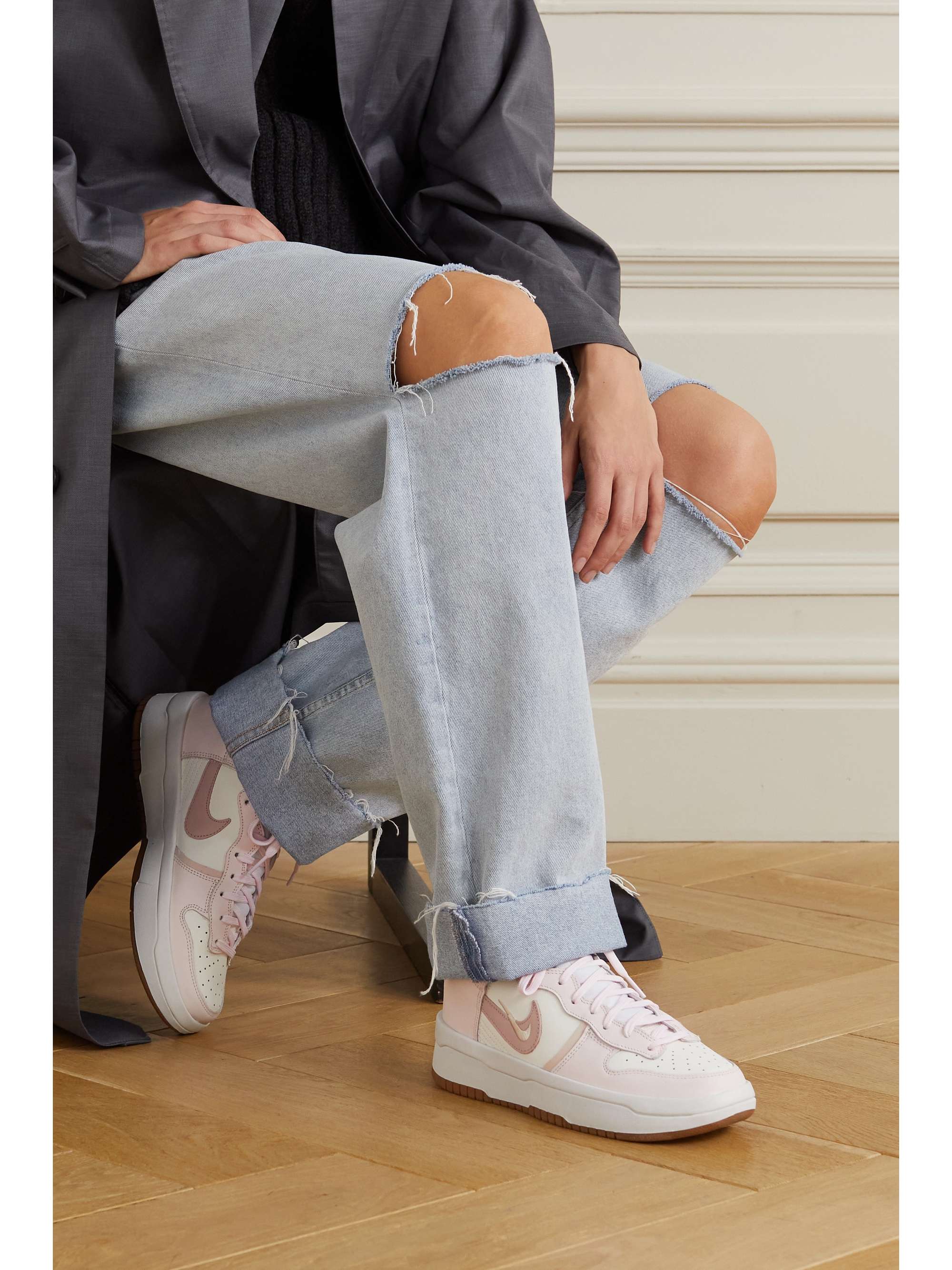 Beige Nike Dunk High Rebel leather sneakers | NIKE | NET-A-PORTER