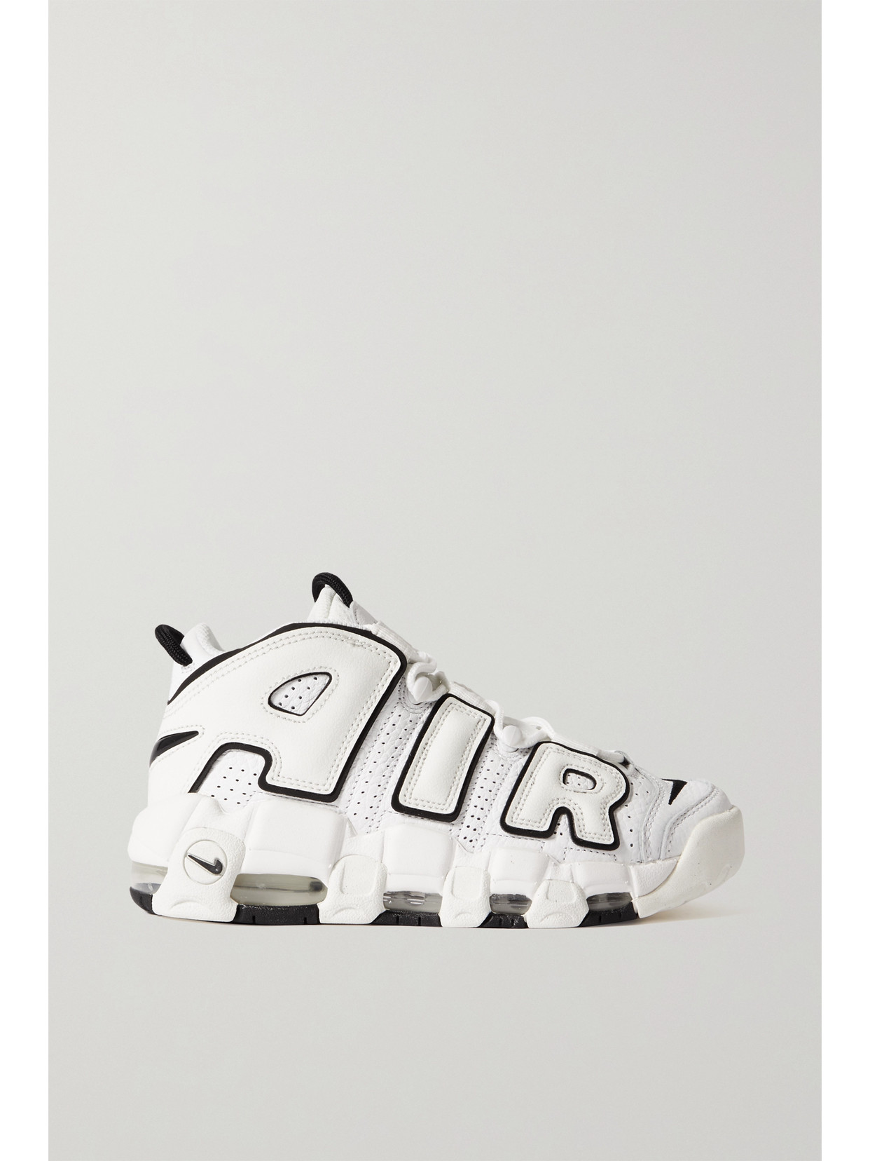 Nike Air More Uptempo Perforated Leather High-top Sneakers In White