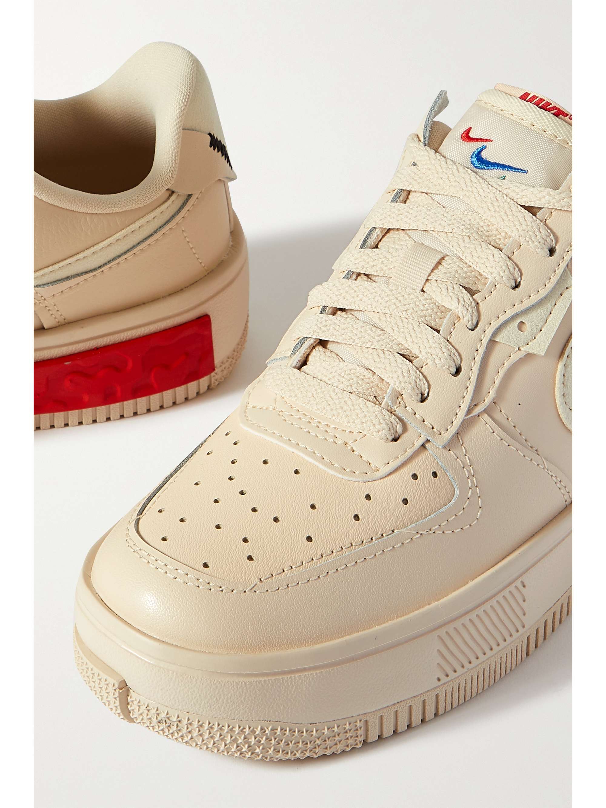 Beige Air Force 1 Fontanka faux suede-trimmed leather sneakers | NIKE |  NET-A-PORTER