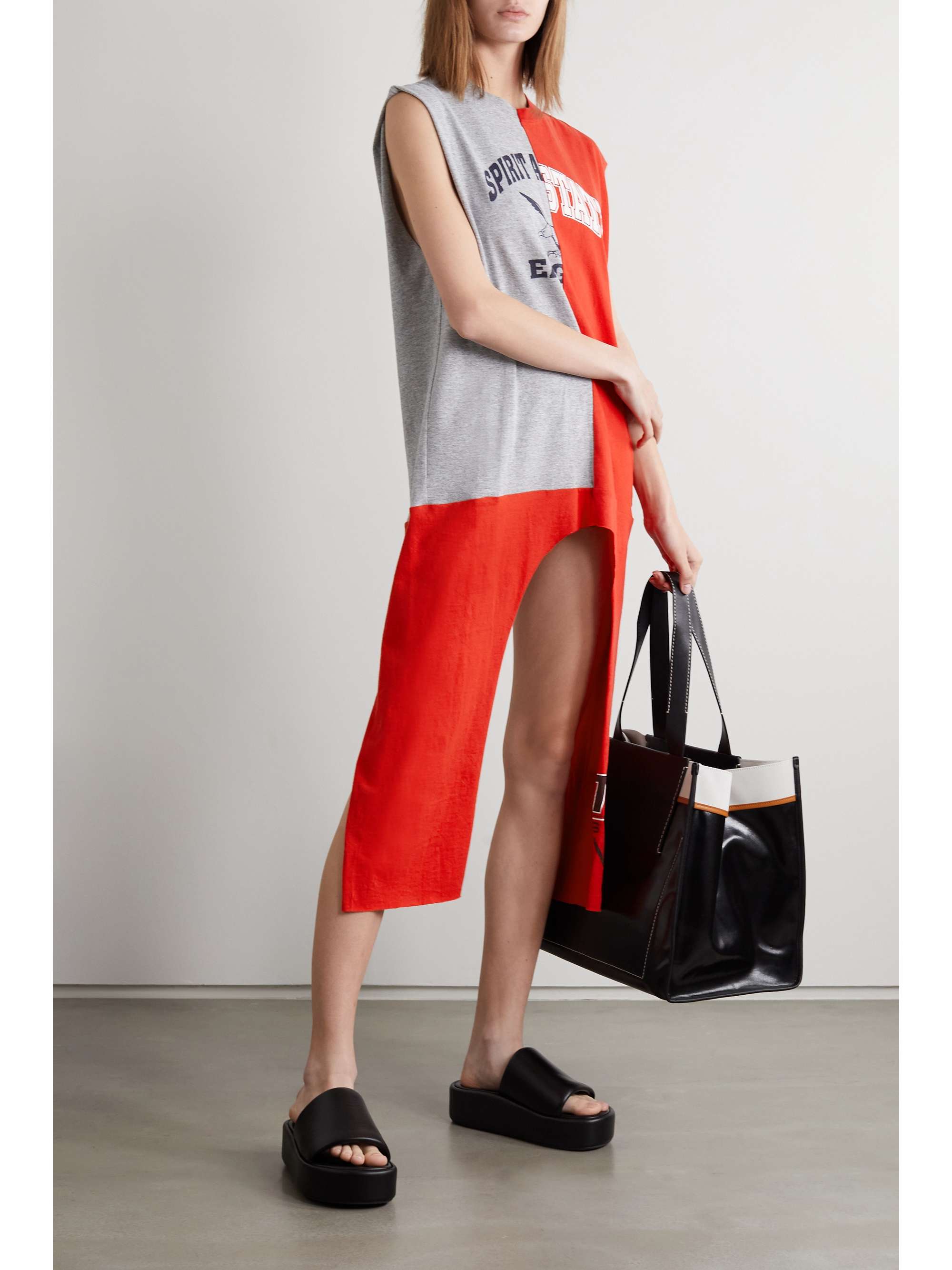 CONNER IVES + NET SUSTAIN + The Vanguard asymmetric paneled printed cotton-jersey mini dress