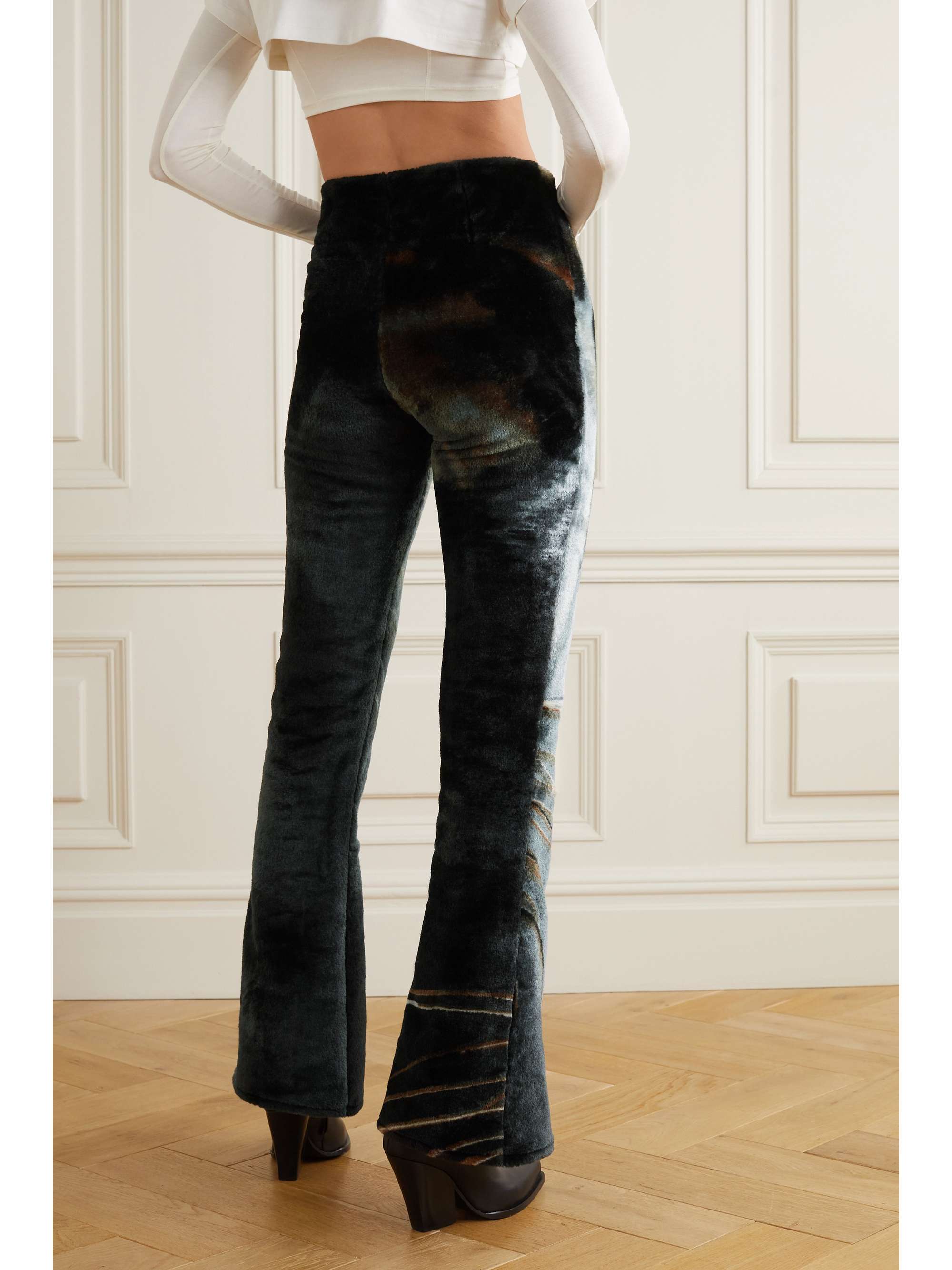 CONNER IVES + The Vanguard printed faux fur flared pants
