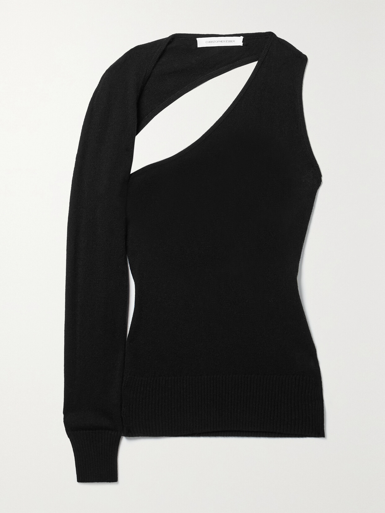 Christopher Esber One-sleeve Wool And Cashmere-blend Sweater - Black