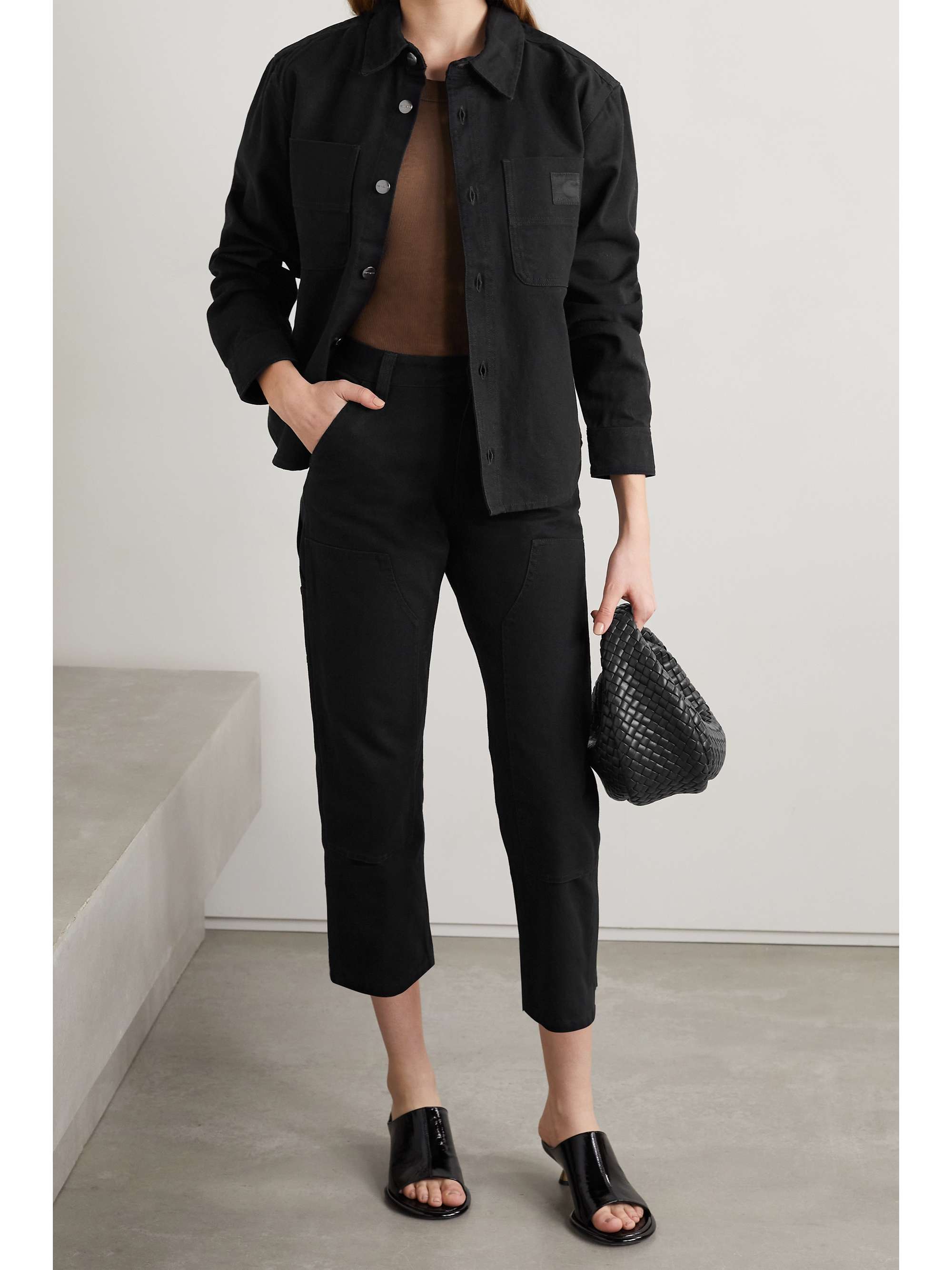 Black + Carhartt WIP cropped paneled organic cotton-canvas tapered pants | WARDROBE.NYC | NET-A 