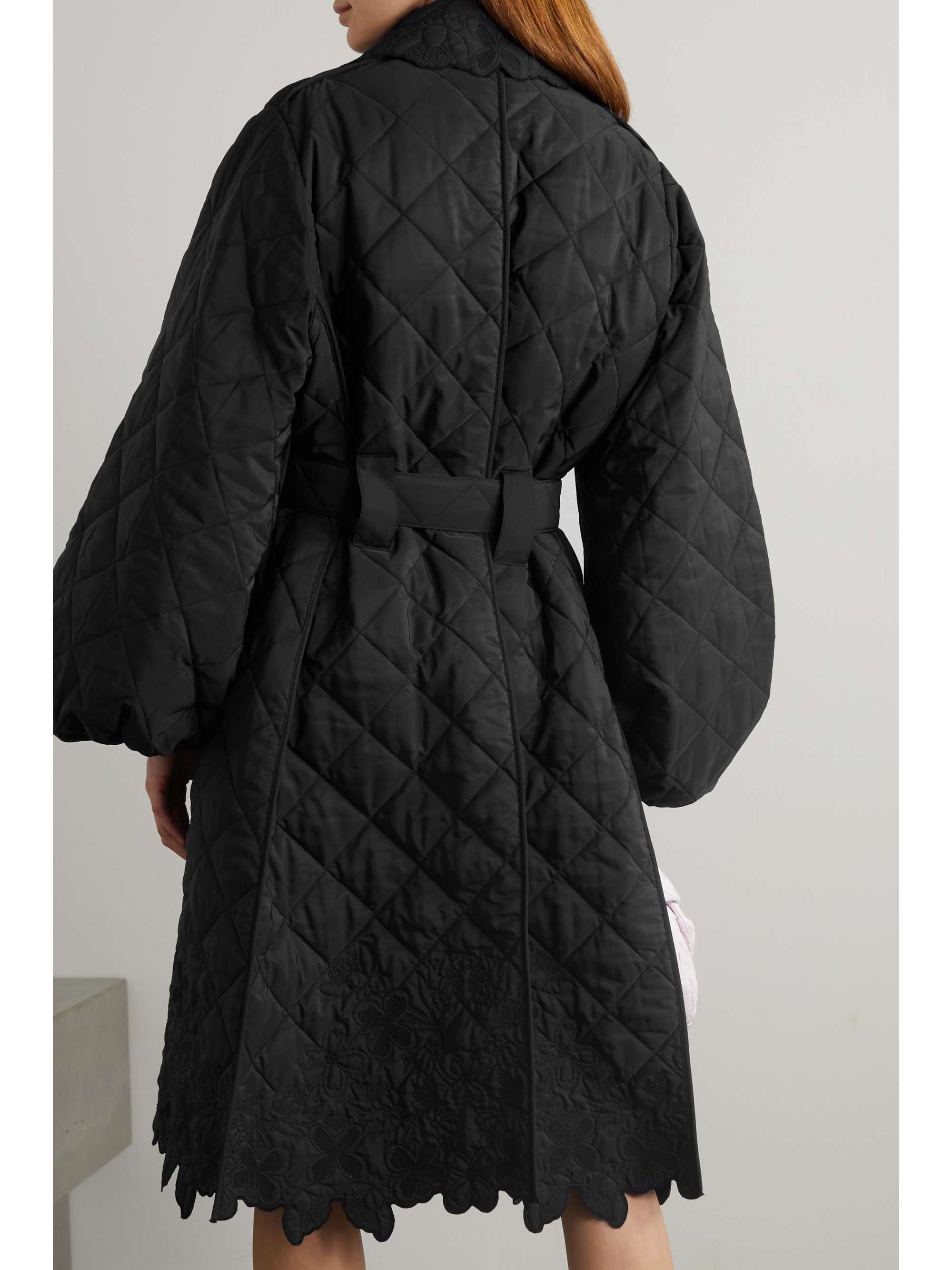 CECILIE BAHNSEN Jennifer belted embroidered quilted shell coat