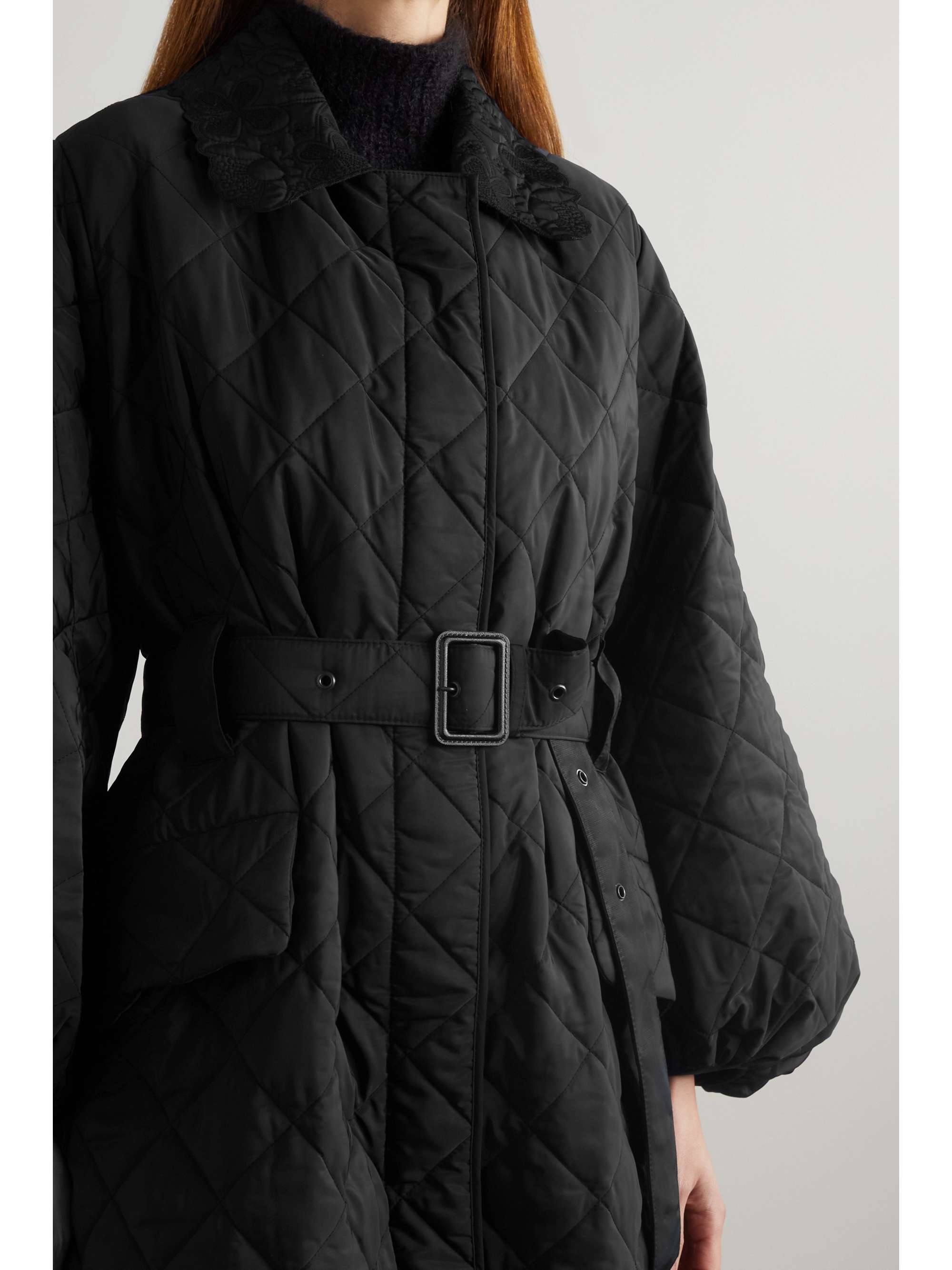 CECILIE BAHNSEN Jennifer belted embroidered quilted shell coat