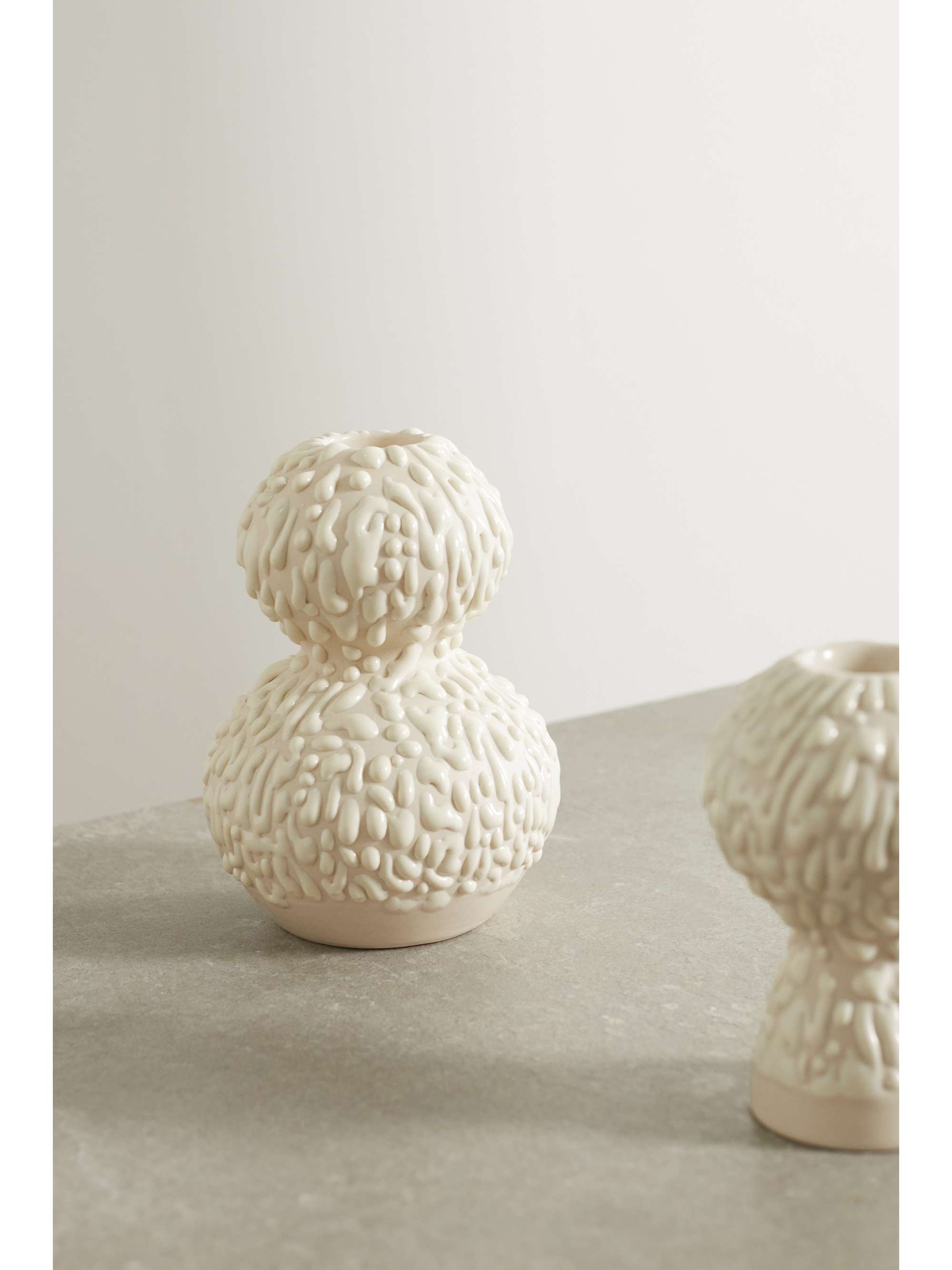 MARLOE MARLOE + NET SUSTAIN set of two glazed ceramic candlestick holders