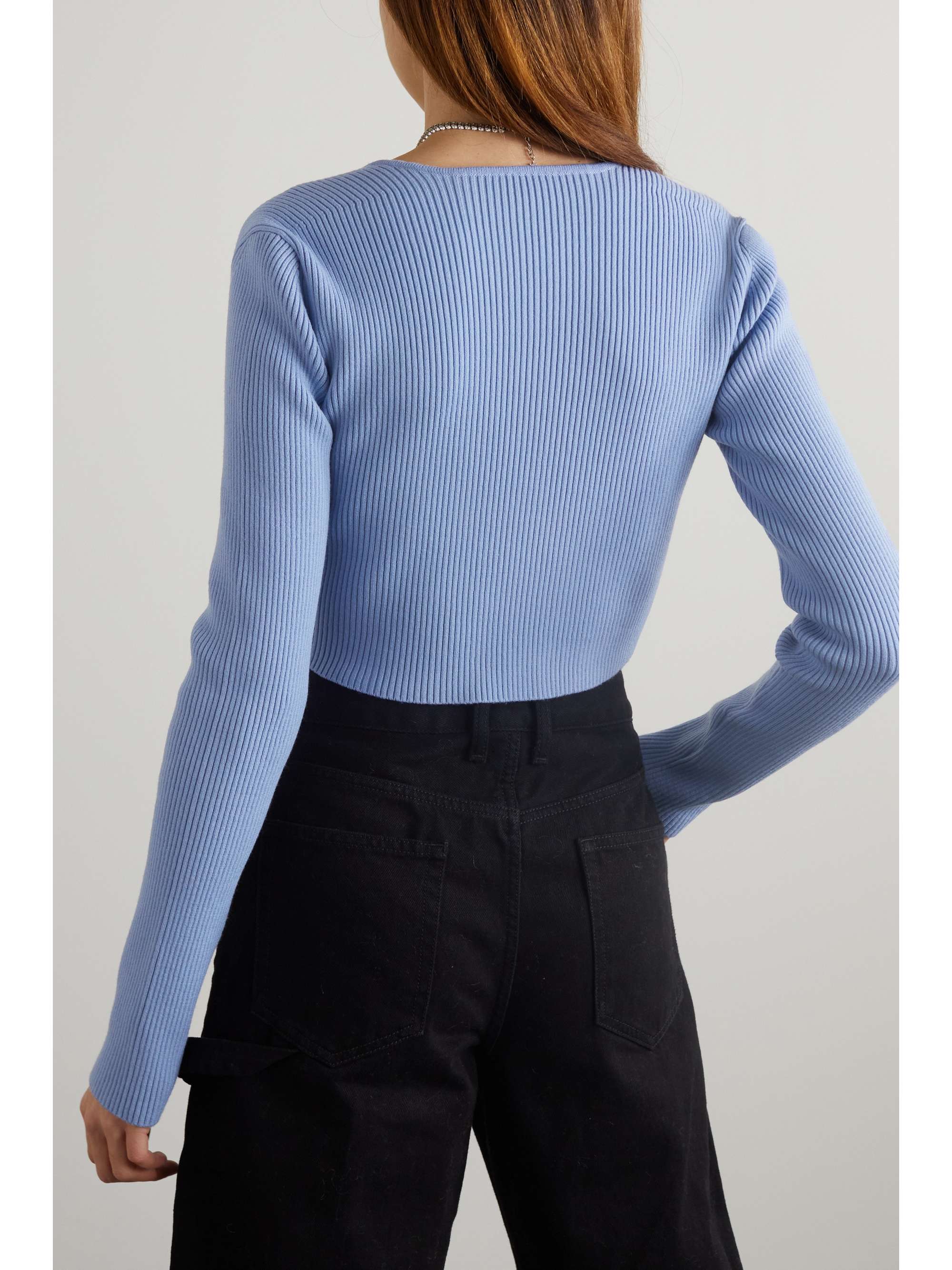 GAUGE81 Lifa cropped twisted ribbed merino wool-blend top