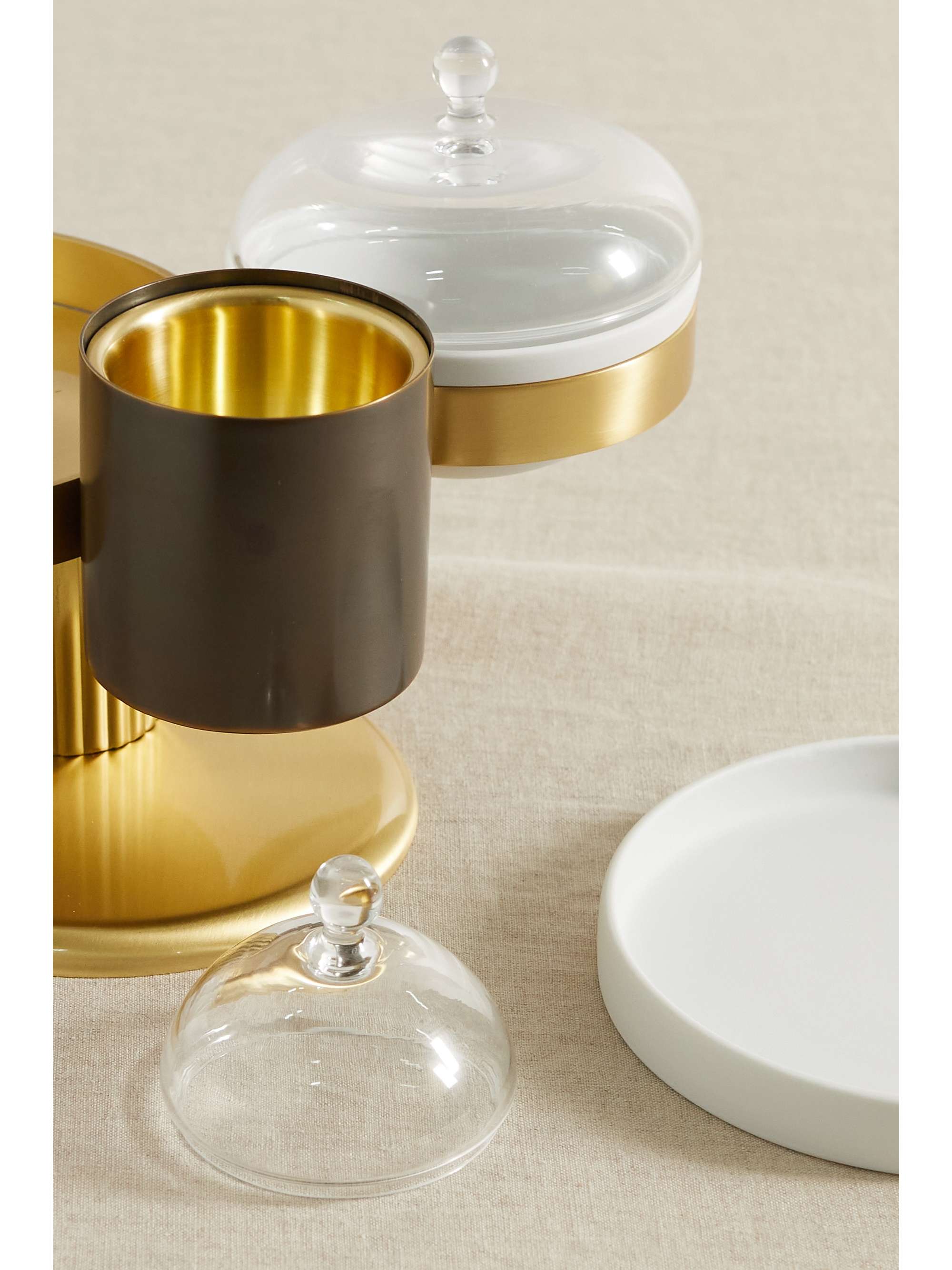 L'OBJET + Kelly Behun High Rise small gold-plated, porcelain and glass server