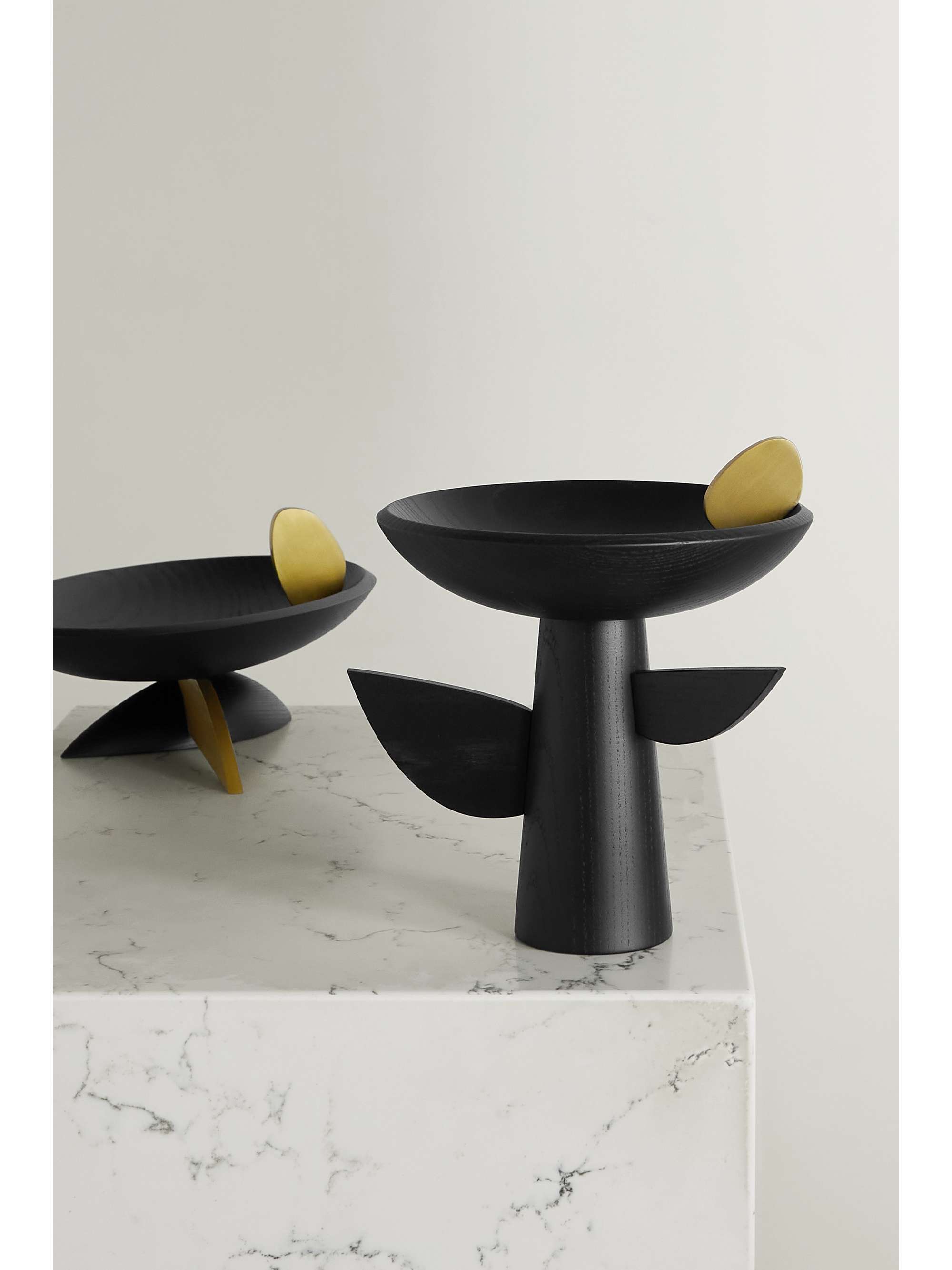 L'OBJET + Kelly Behun Leaf wood and brass bowl