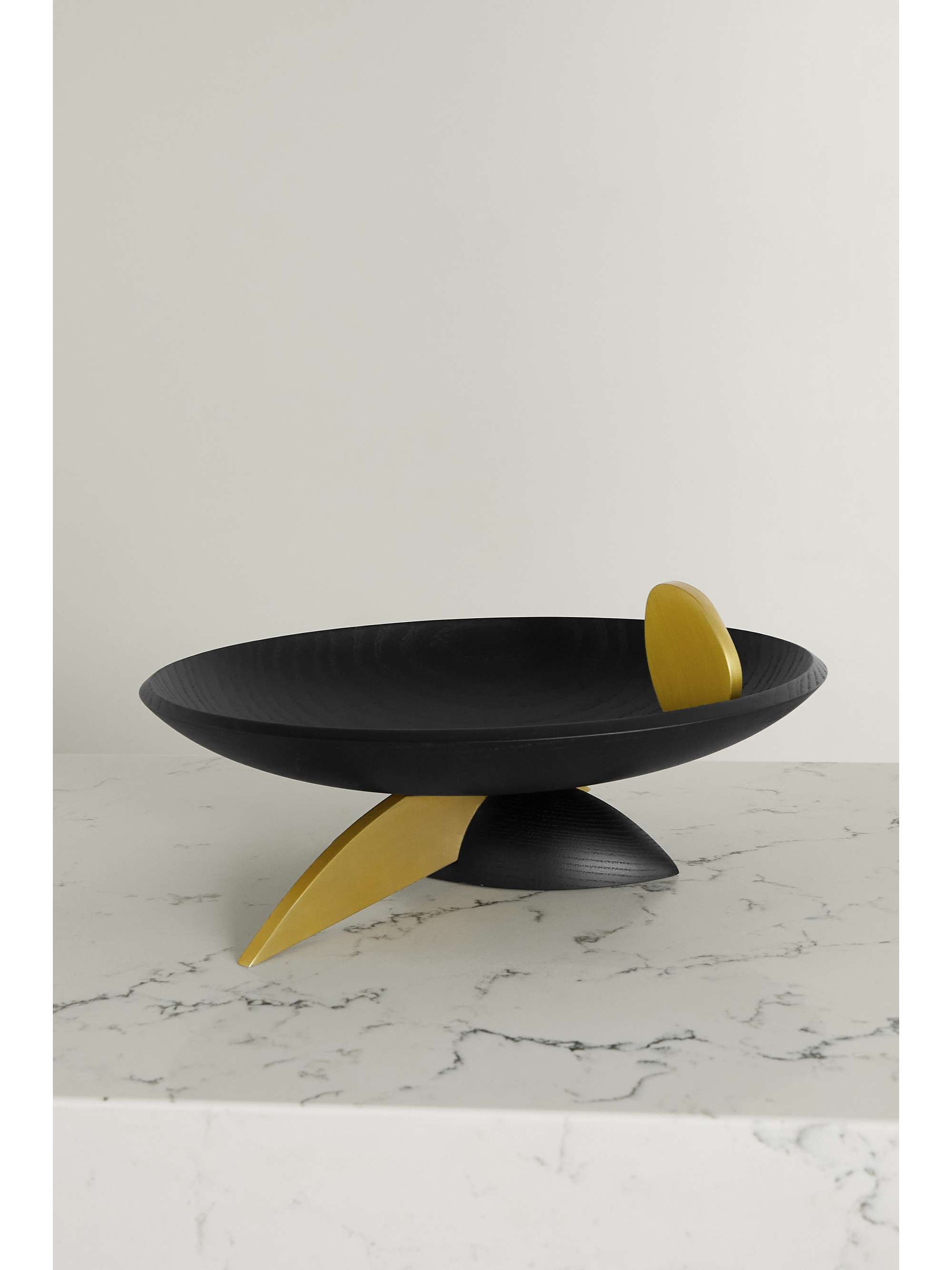 L'OBJET + Kelly Behun Leaf wood and brass bowl