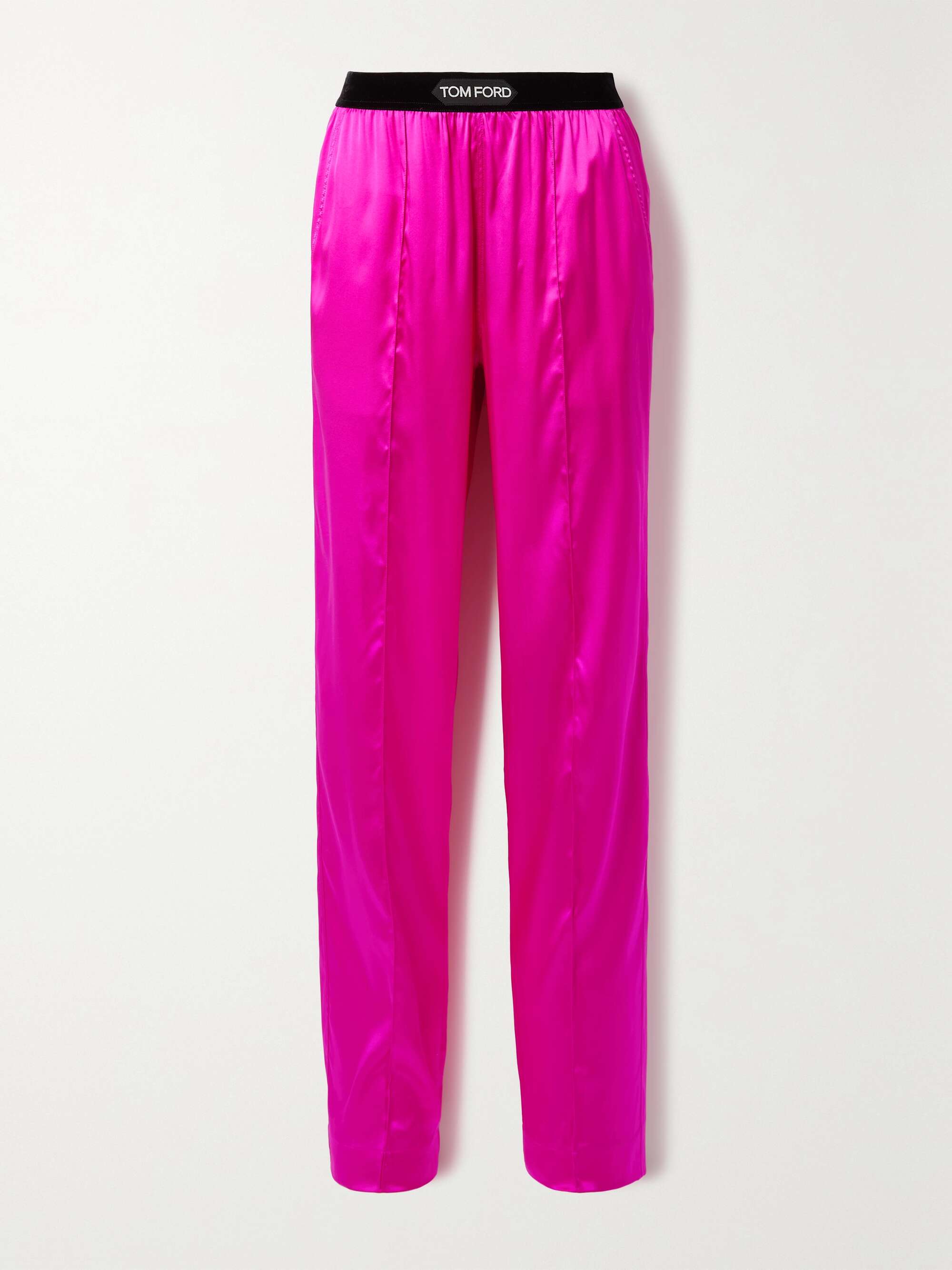 TOM FORD Velvet-trimmed stretch-silk satin pants | NET-A-PORTER