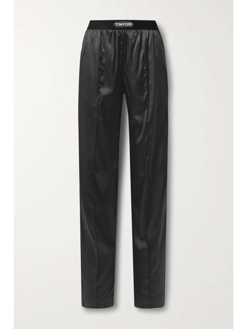 Tom Ford Velvet-trimmed Stretch-silk Satin Pants