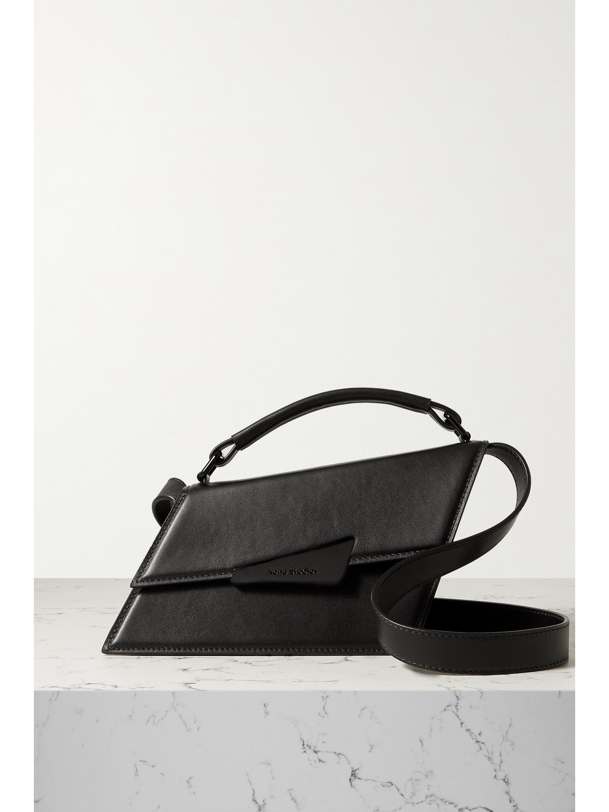 Acne Studios Mini Asymmetric Leather Tote In Black