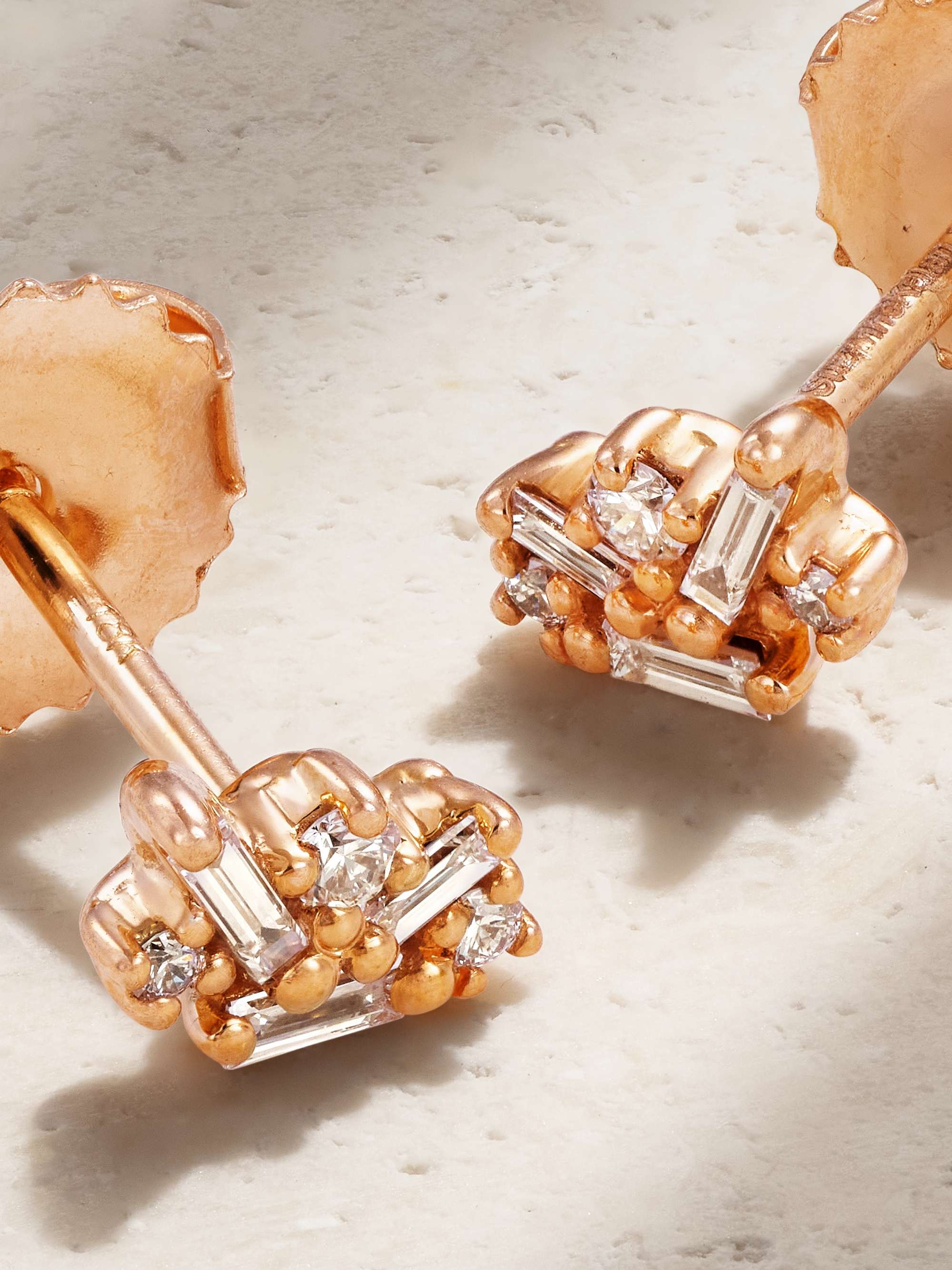 SUZANNE KALAN 18-karat rose gold diamond earrings