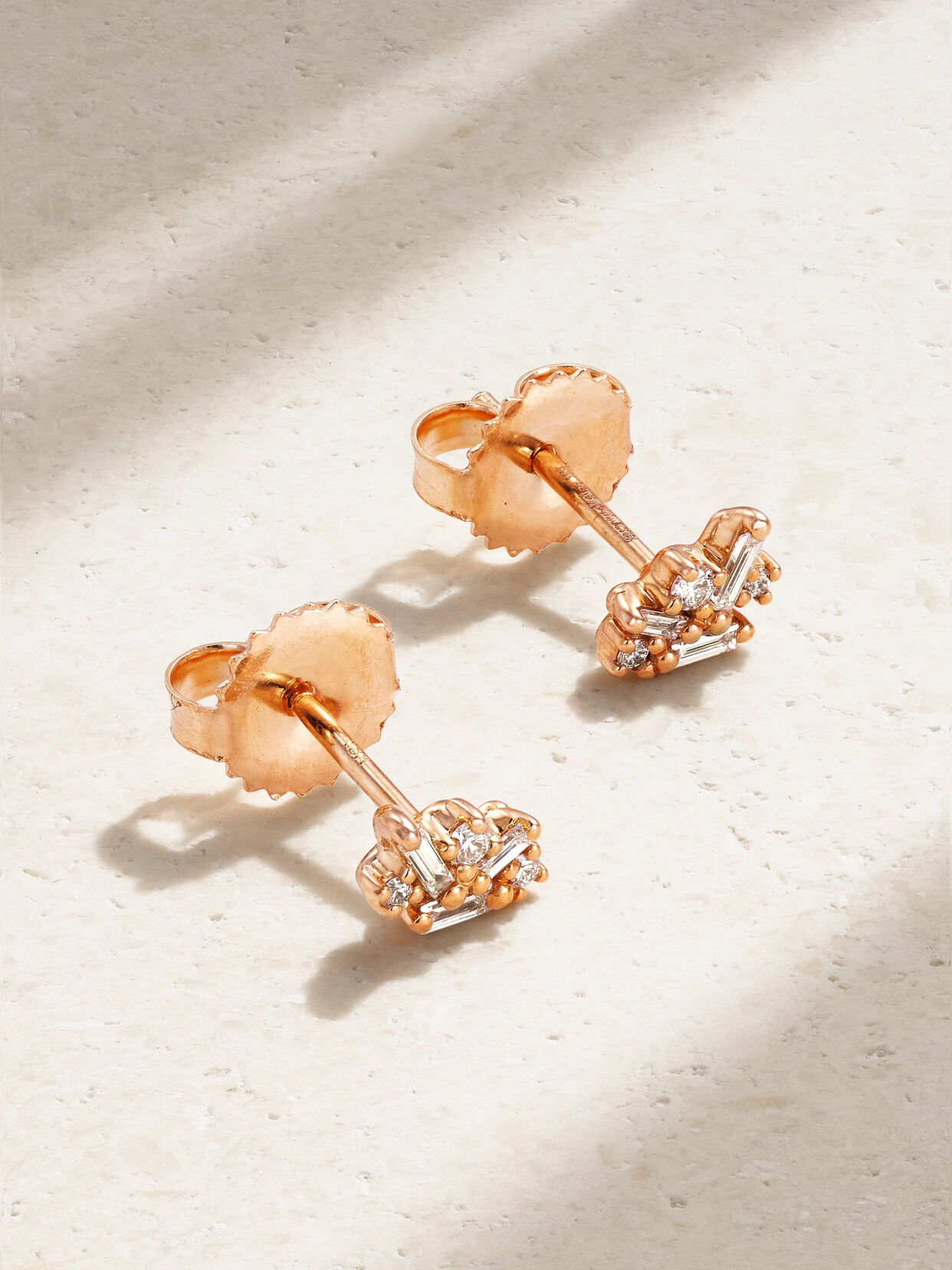 Suzanne Kalan 18-karat Rose Gold Diamond Earrings