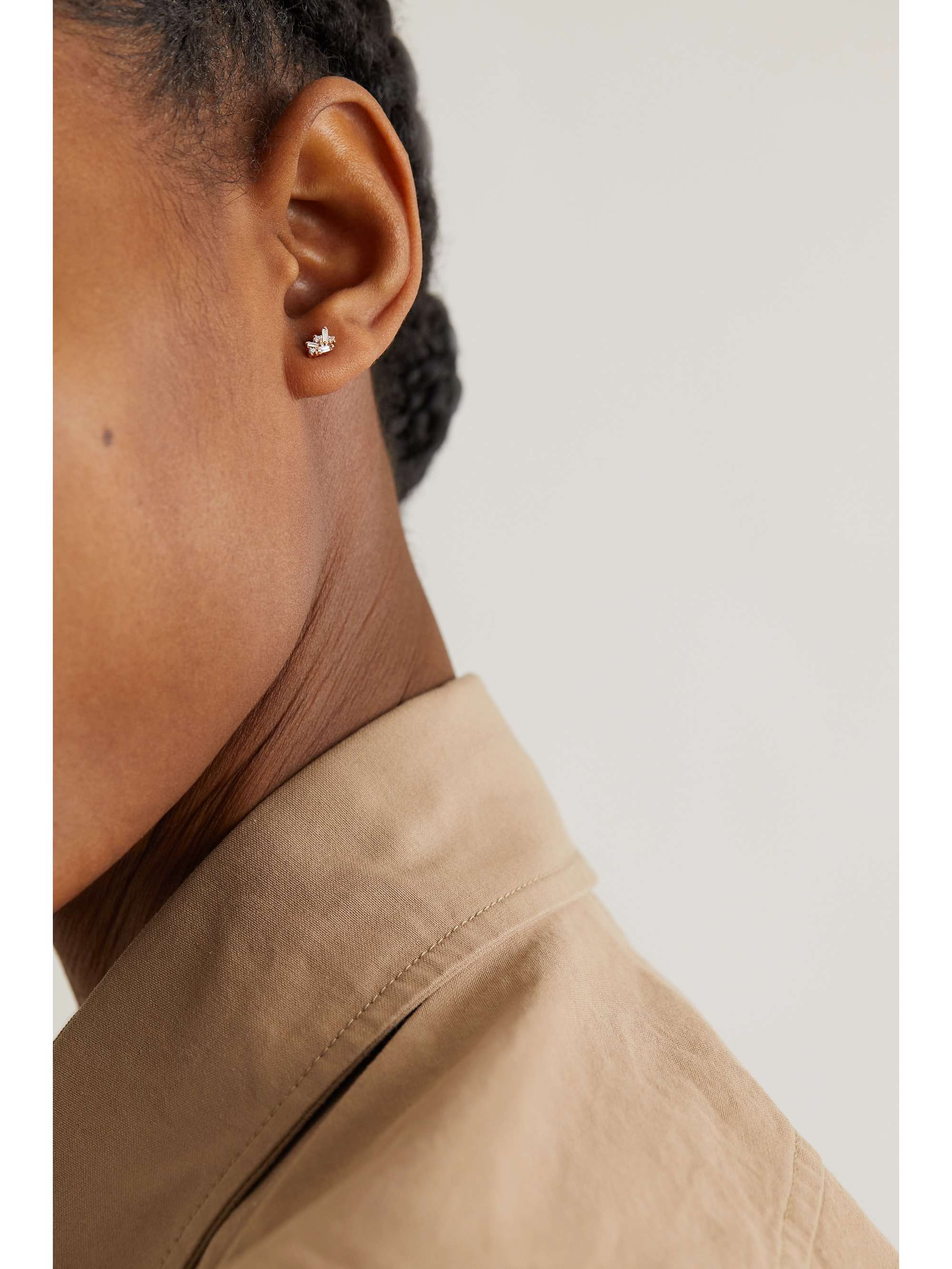 SUZANNE KALAN 18-karat rose gold diamond earrings