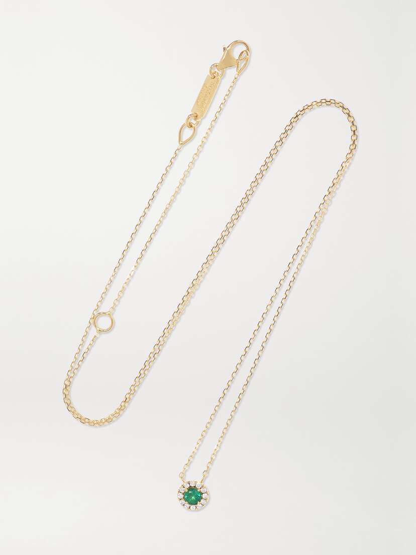 Suzanne Kalan 18-karat Gold, Emerald And Diamond Necklace