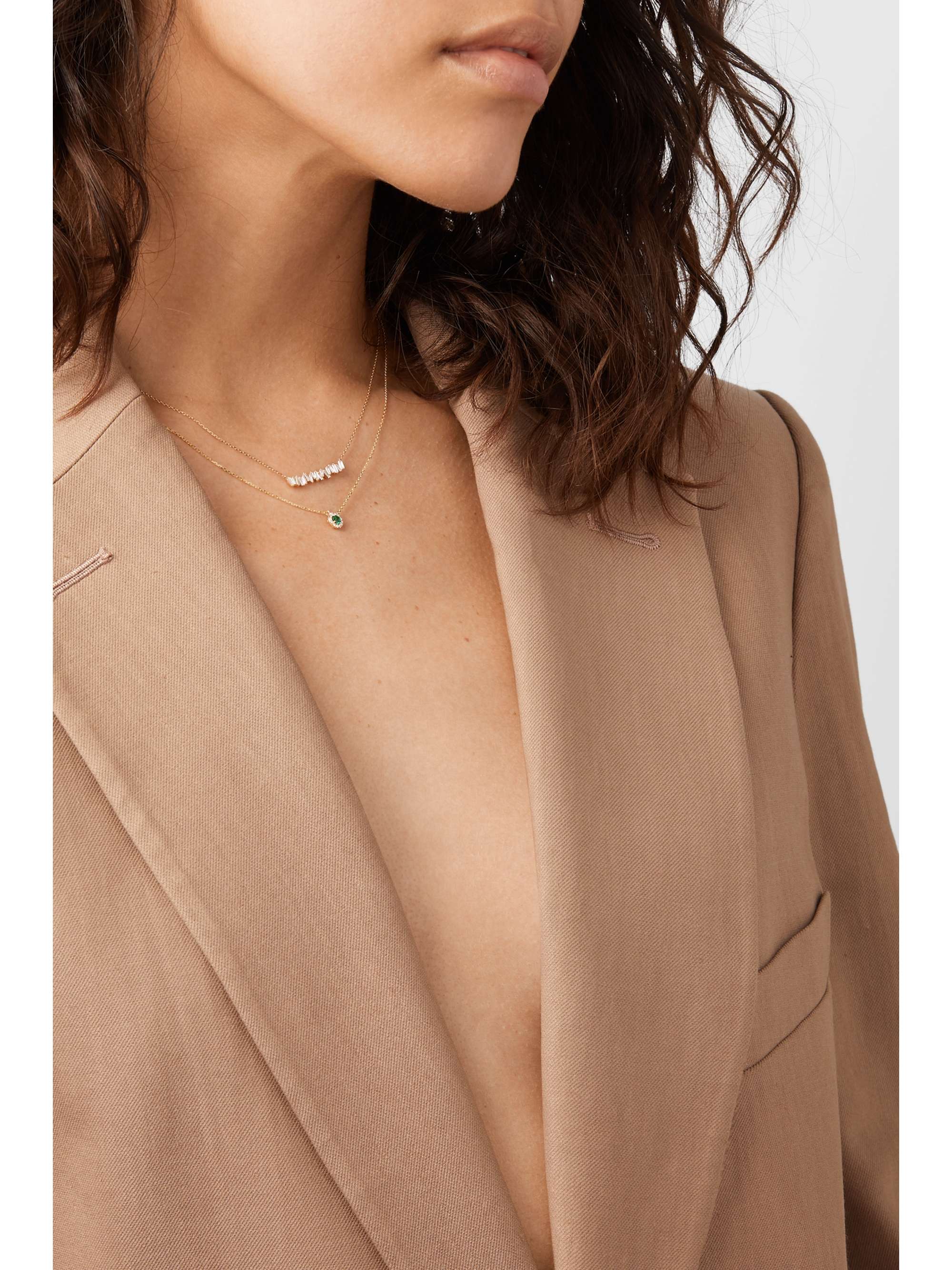 SUZANNE KALAN 18-karat gold, emerald and diamond necklace