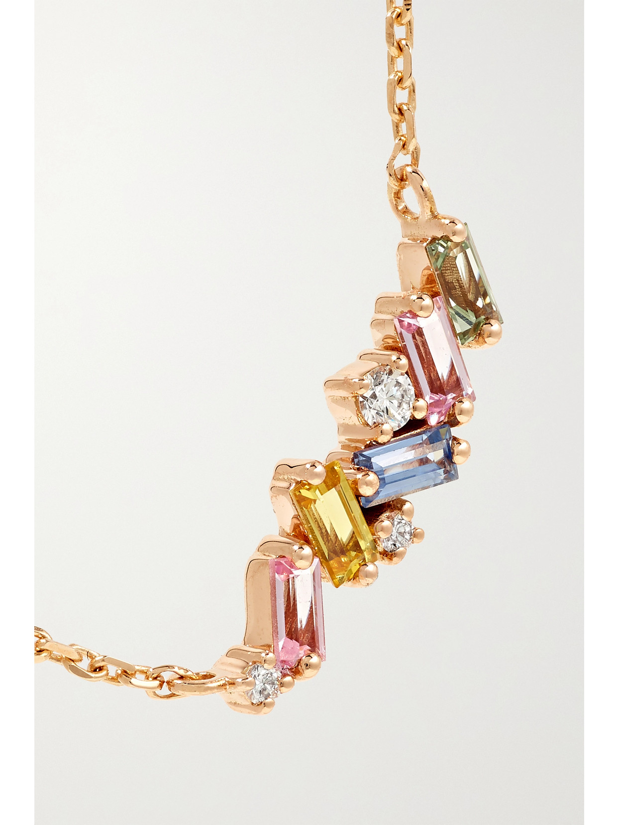 Shop Suzanne Kalan 18-karat Rose Gold, Sapphire And Diamond Necklace