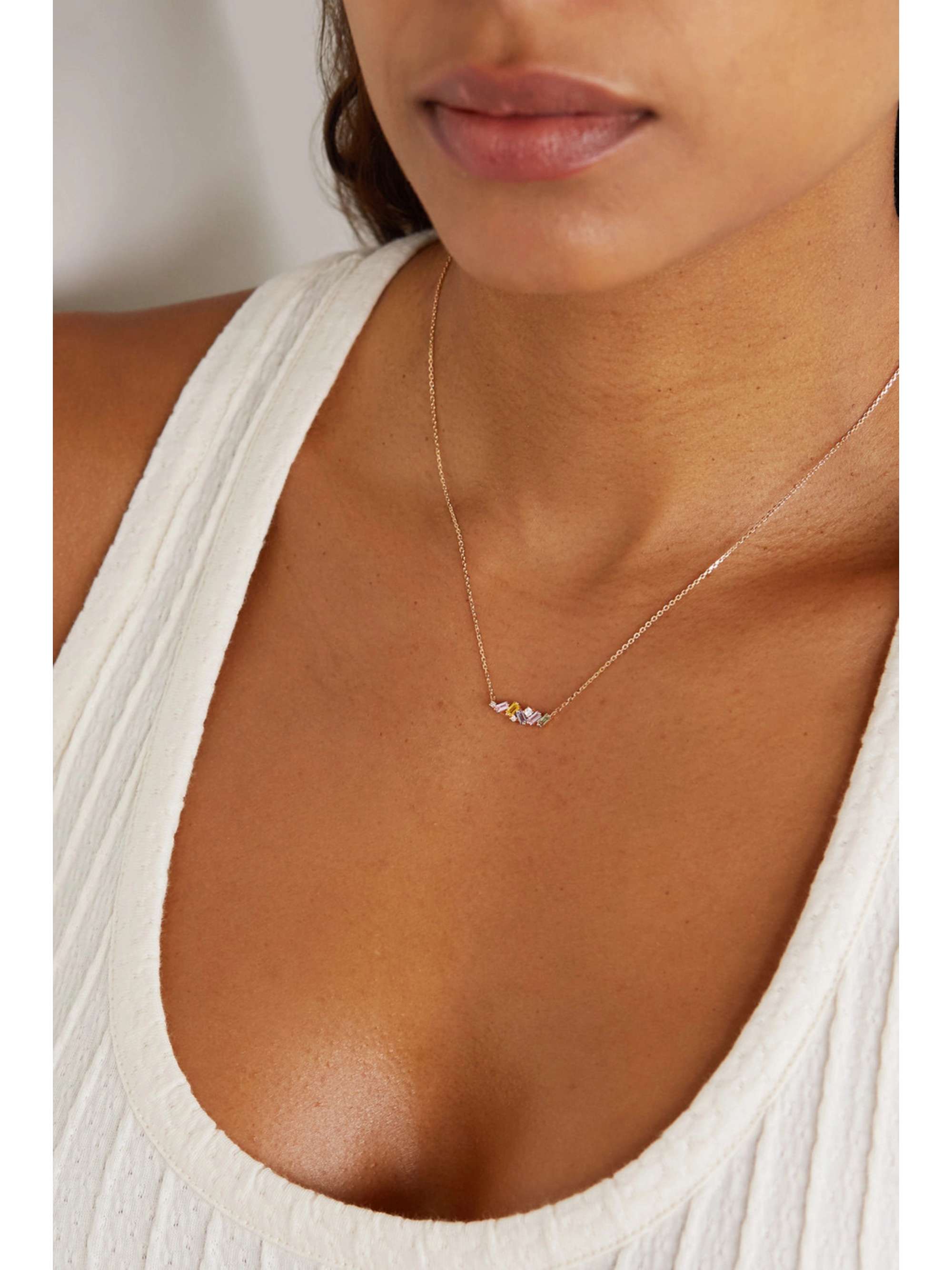 SUZANNE KALAN 18-karat rose gold, sapphire and diamond necklace