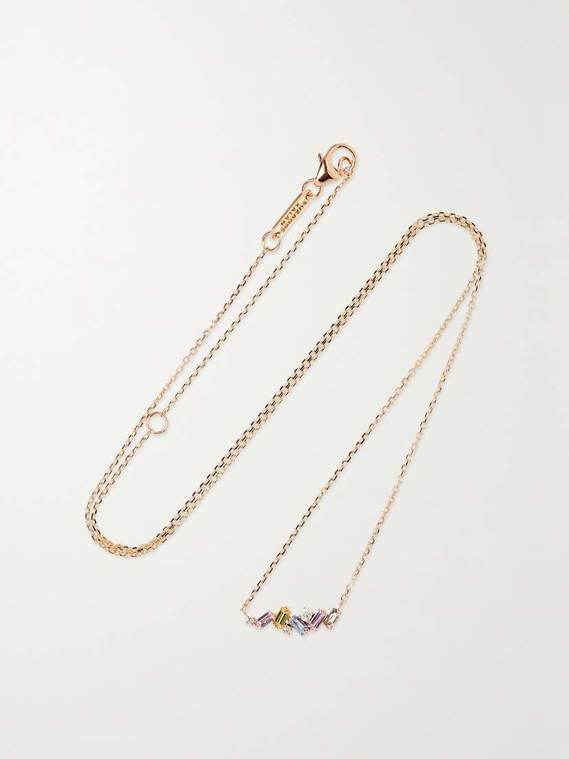 Suzanne Kalan 18-karat Rose Gold, Sapphire And Diamond Necklace