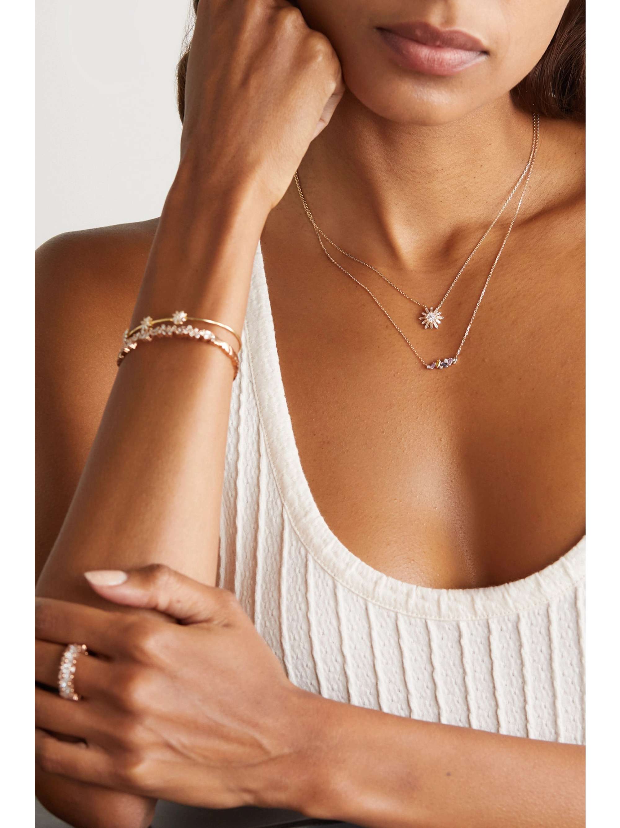 SUZANNE KALAN 18-karat rose gold, sapphire and diamond necklace