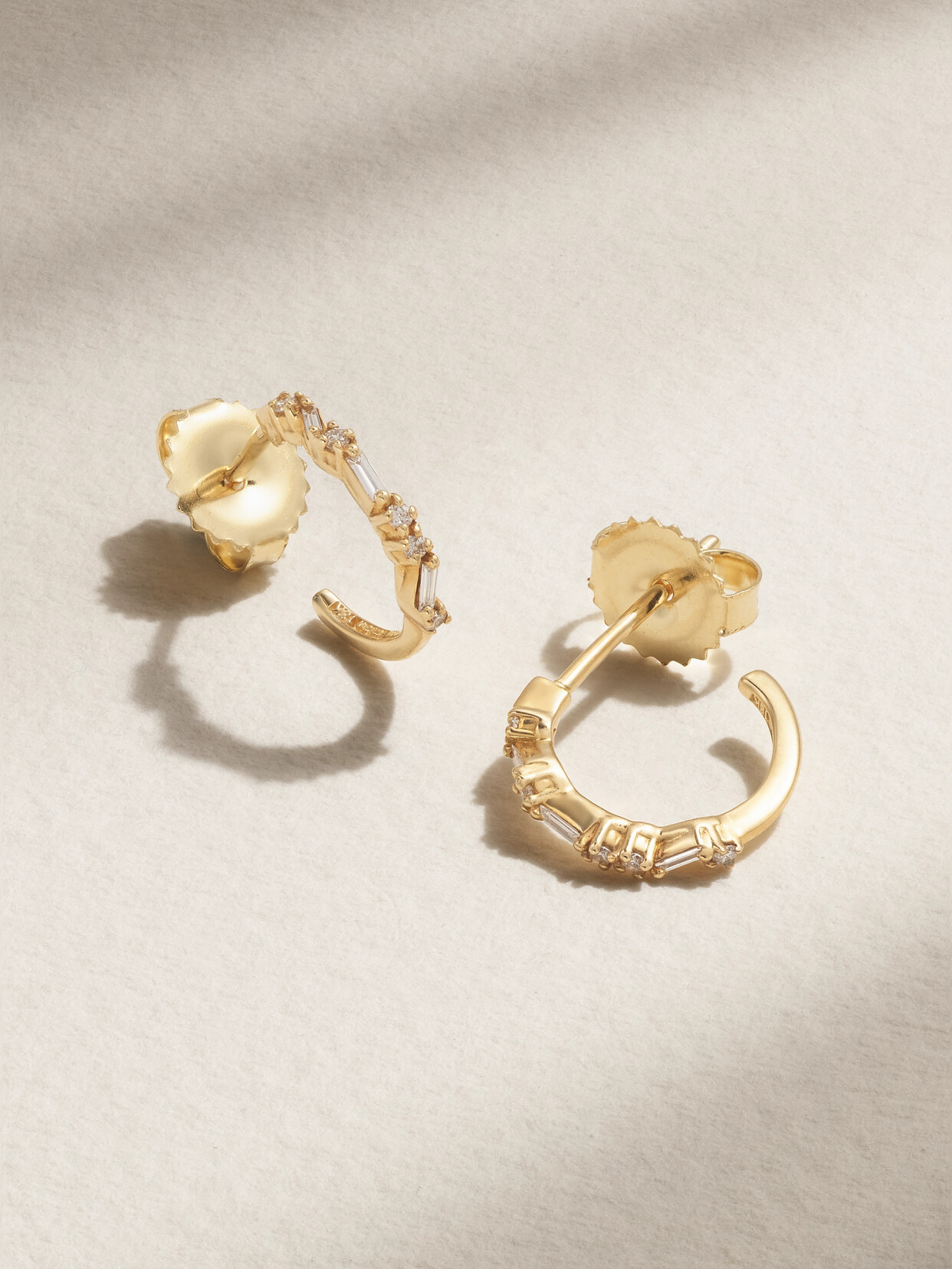 Suzanne Kalan - 18-karat Gold Diamond Hoop Earrings - One size