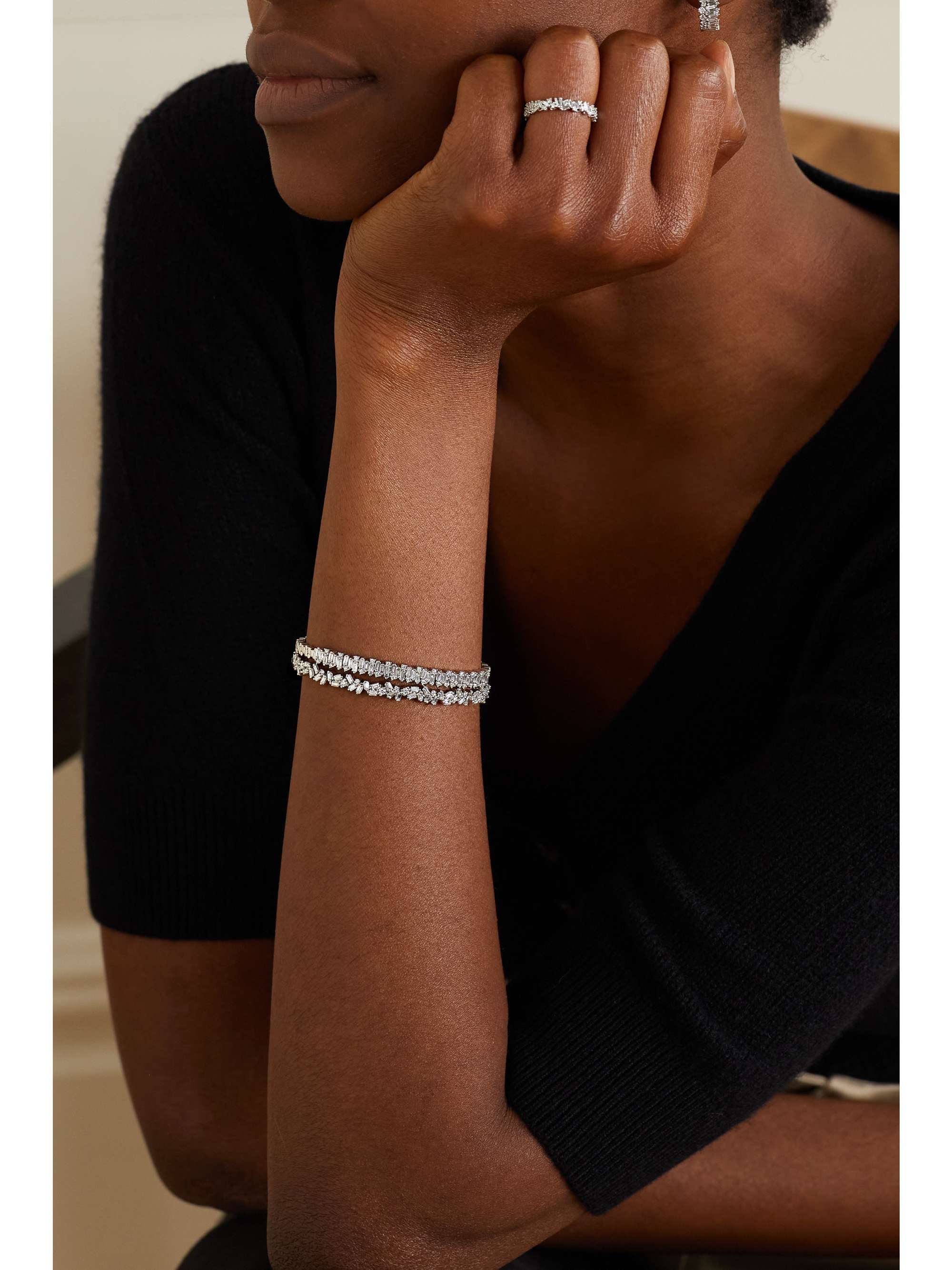 SUZANNE KALAN 18-karat white gold diamond cuff