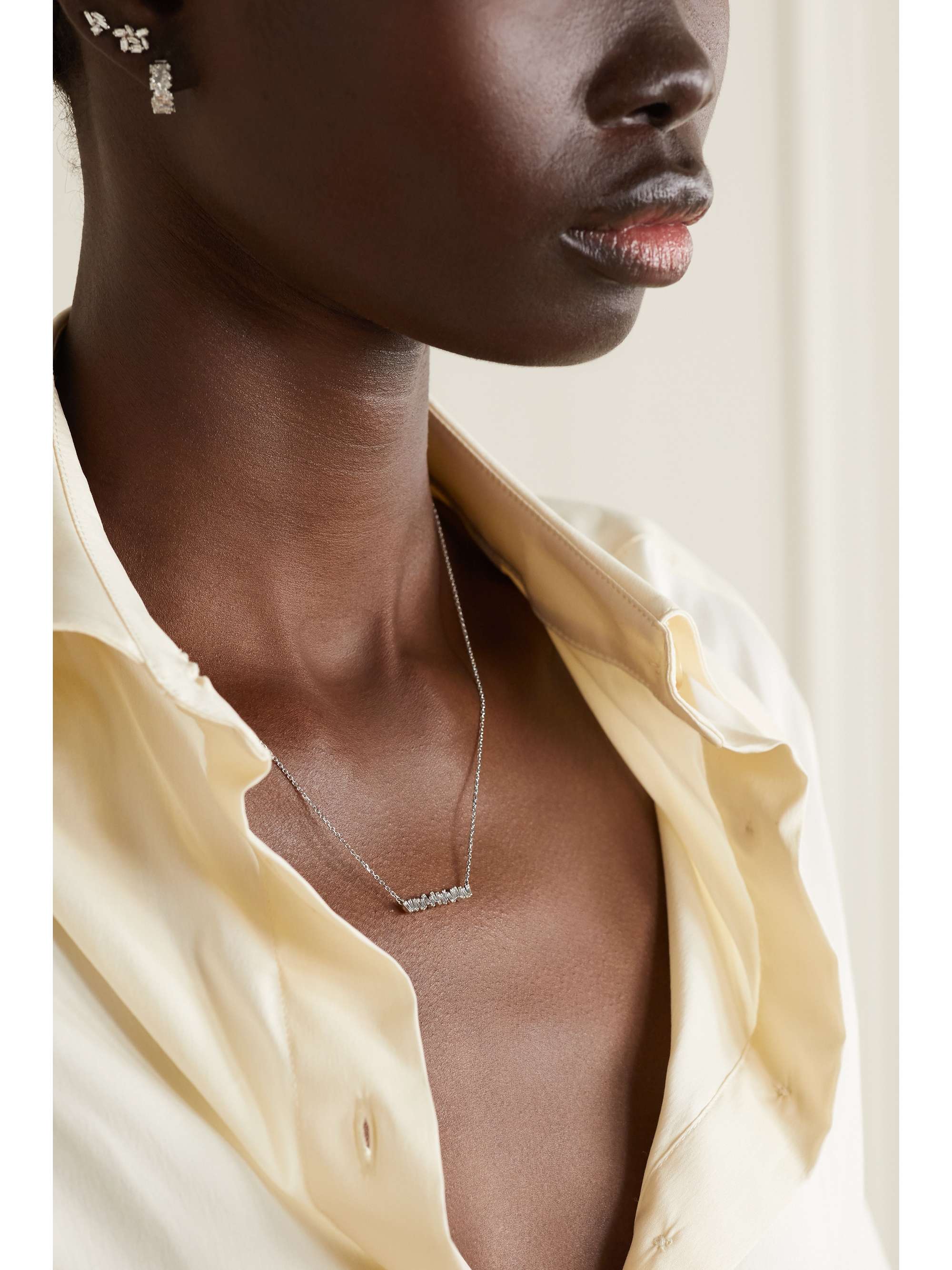 SUZANNE KALAN 18-karat white gold diamond necklace