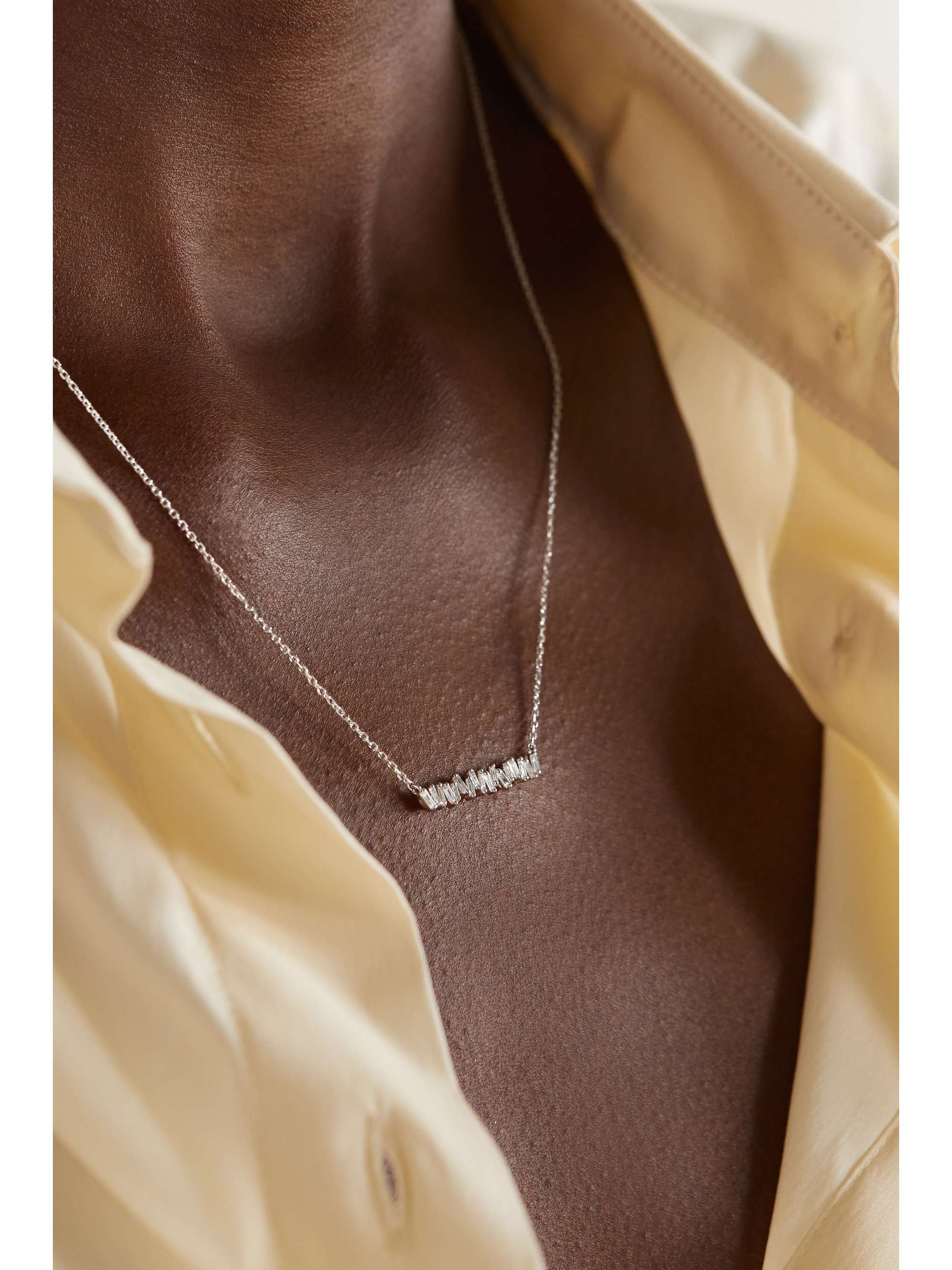 SUZANNE KALAN 18-karat white gold diamond necklace