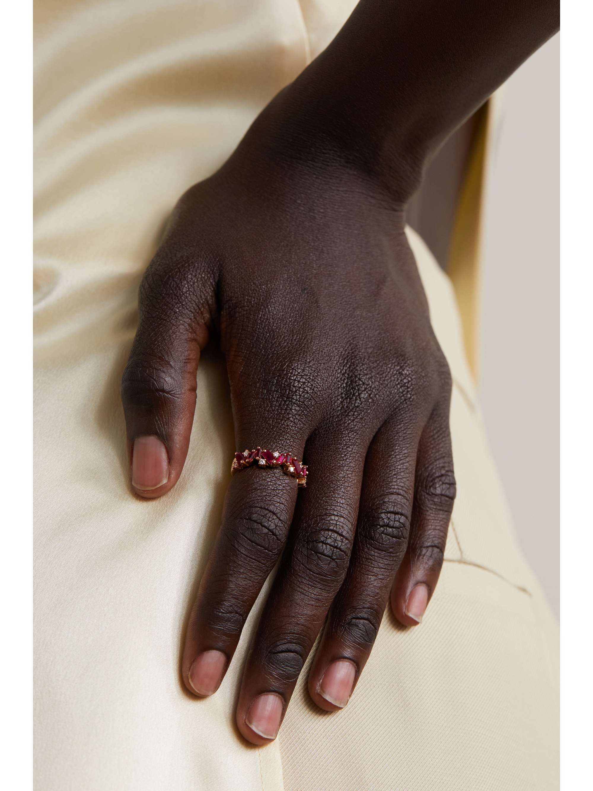 SUZANNE KALAN 18-karat rose gold, ruby and diamond ring