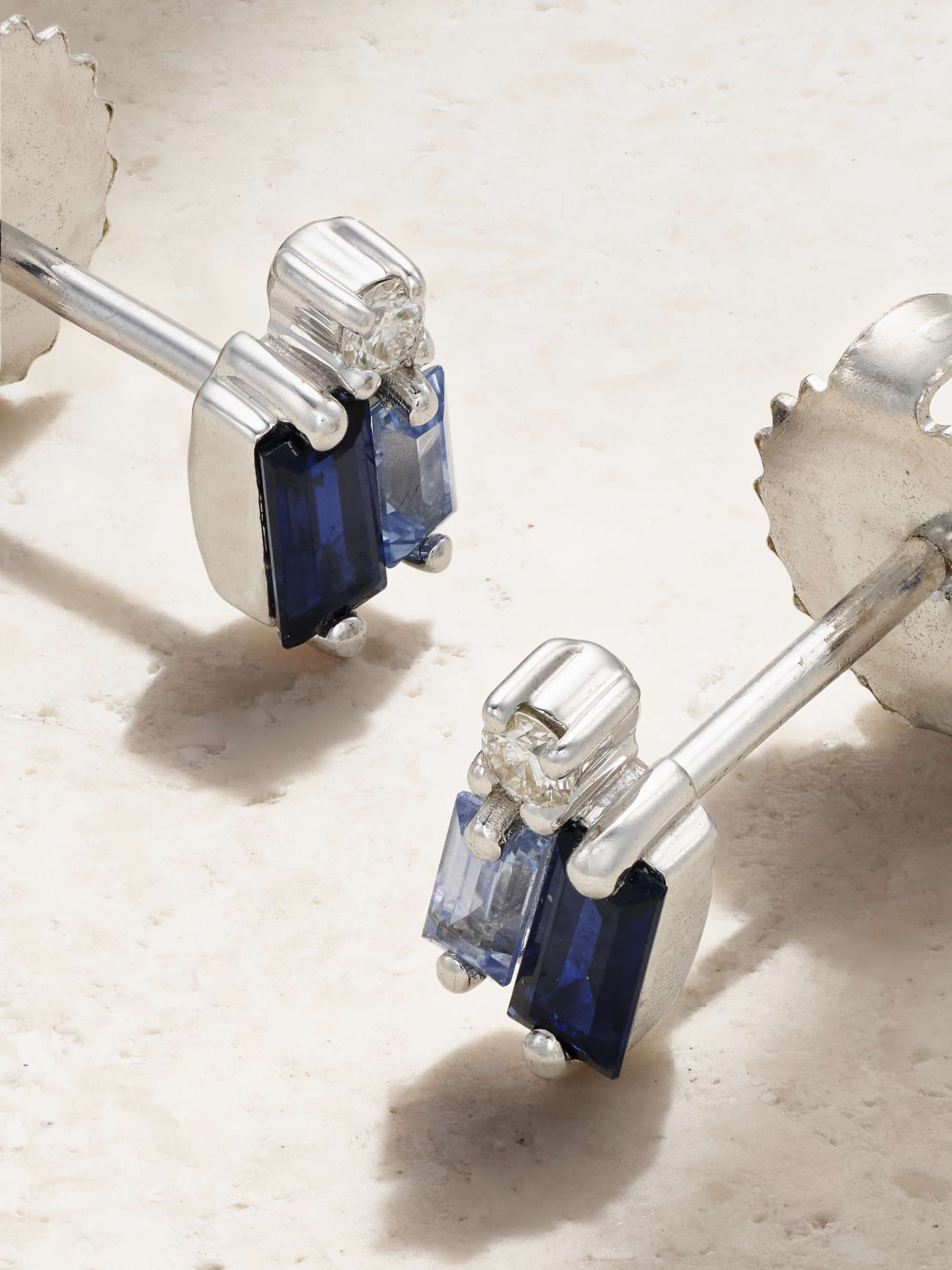 SUZANNE KALAN 18-karat white gold, sapphire and diamond earrings