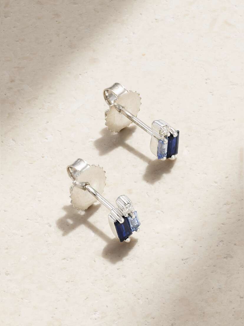 Suzanne Kalan 18-karat White Gold, Sapphire And Diamond Earrings