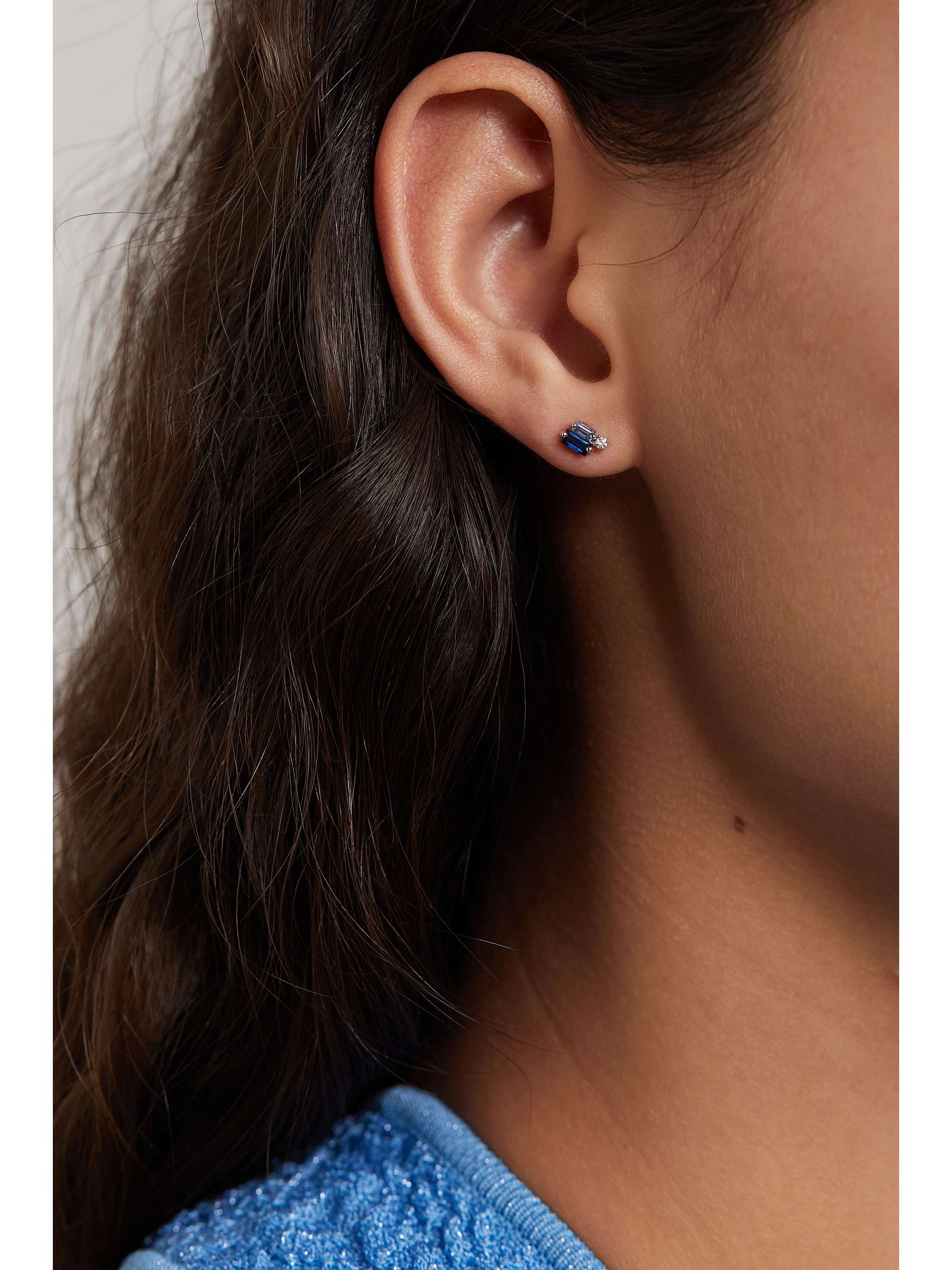 SUZANNE KALAN 18-karat white gold, sapphire and diamond earrings
