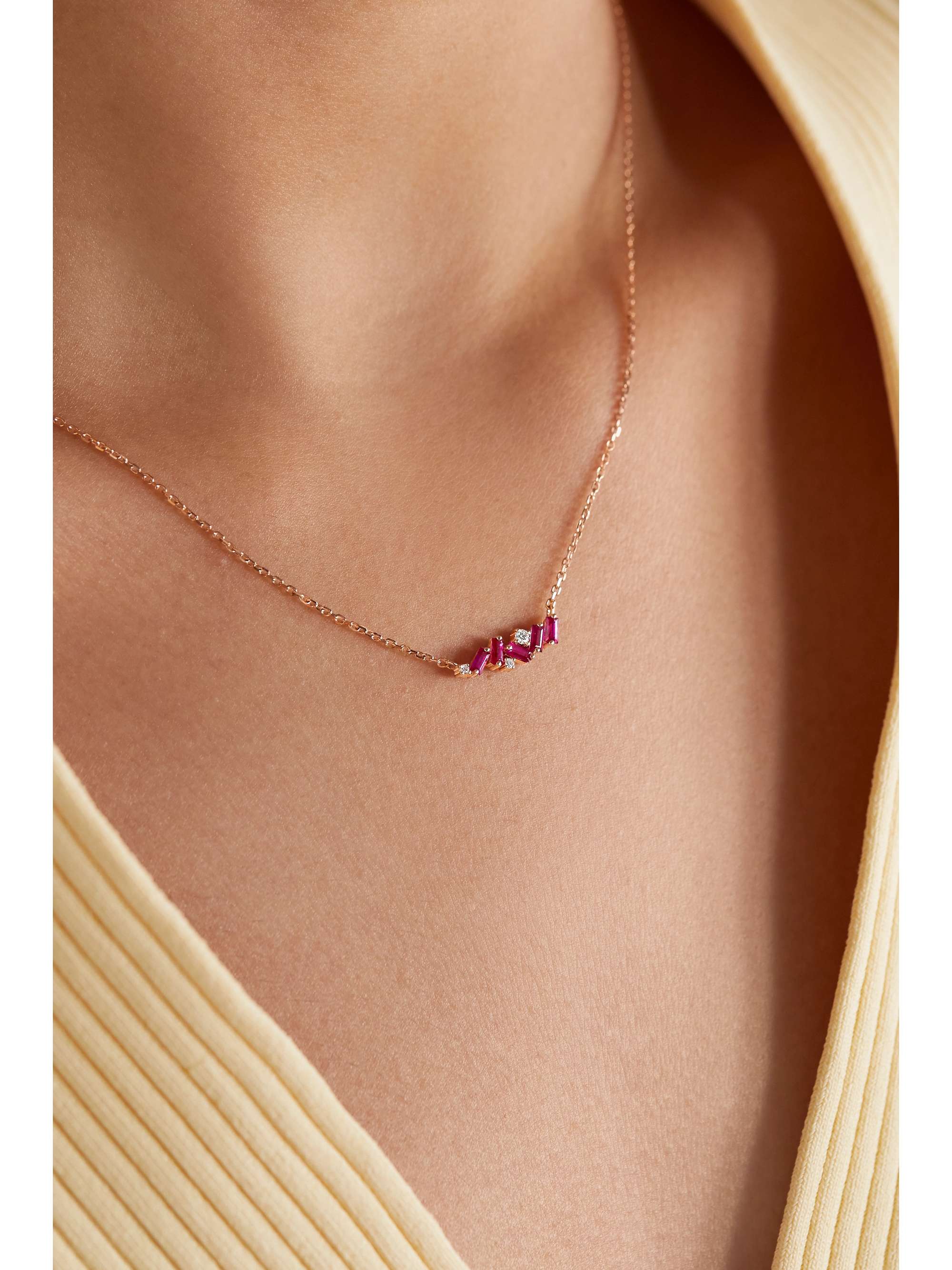SUZANNE KALAN 18-karat rose gold diamond necklace
