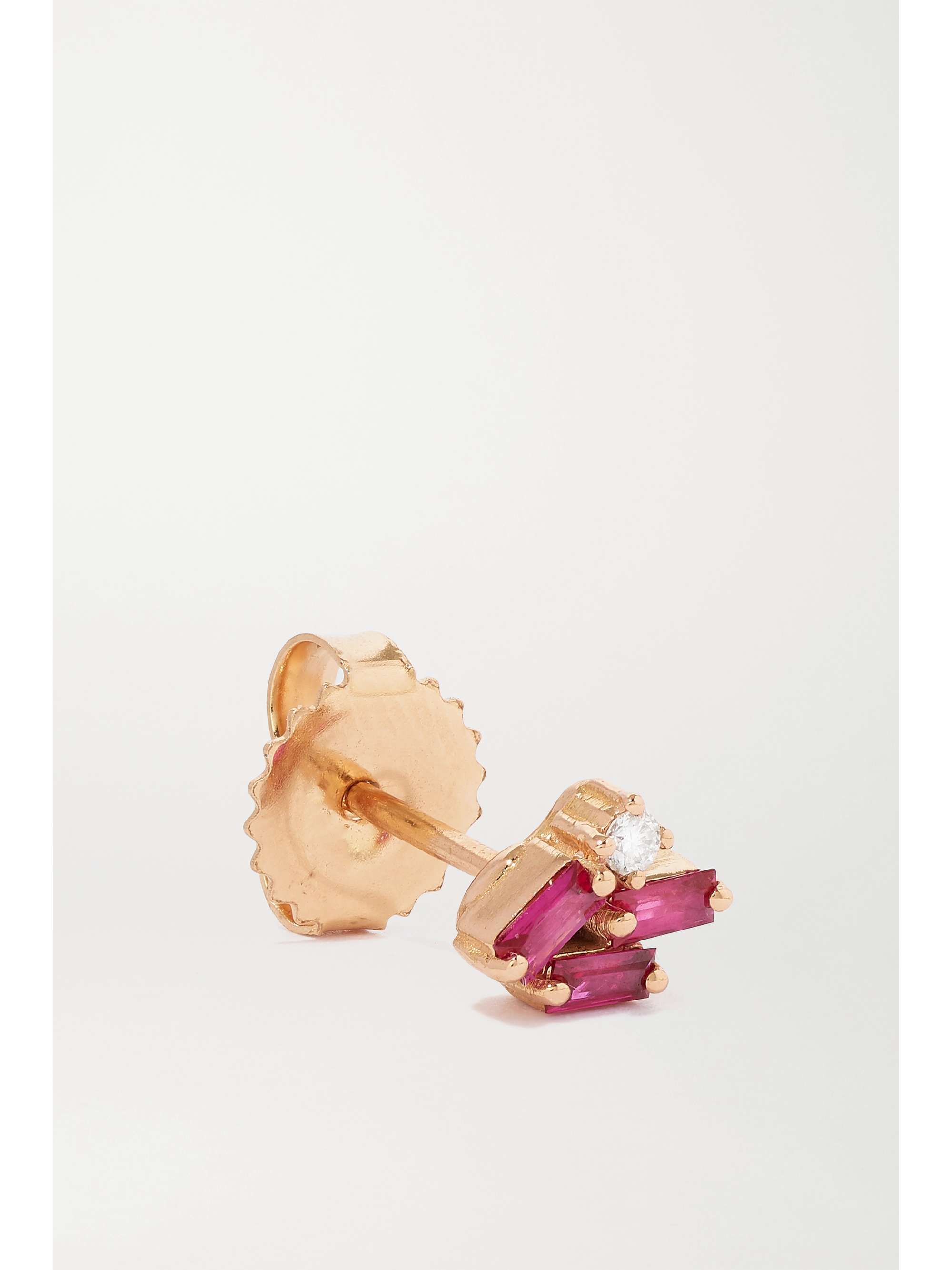 SUZANNE KALAN 18-karat rose gold, ruby and diamond earrings