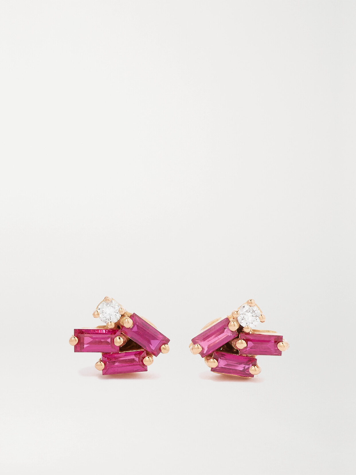 Suzanne Kalan 18-karat Rose , Ruby And Diamond Earrings