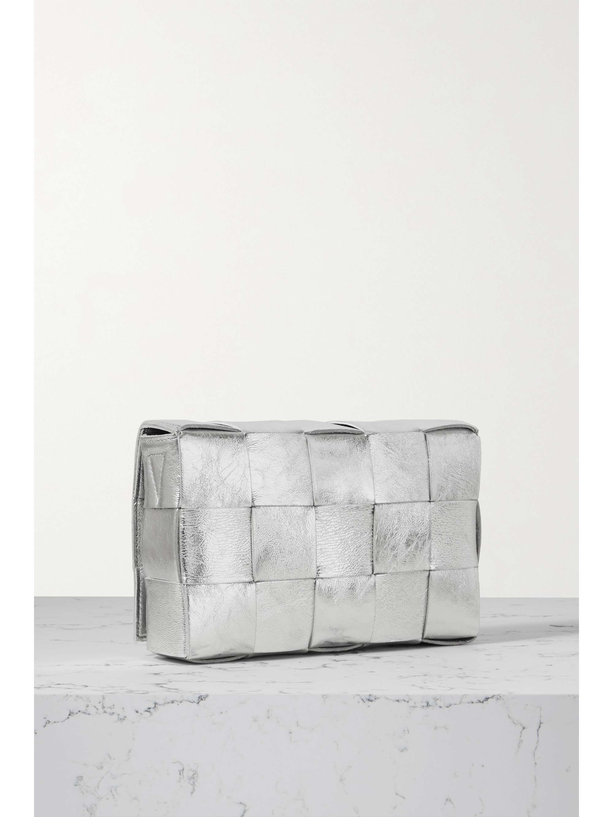 BOTTEGA VENETA Cassette metallic intrecciato leather shoulder bag