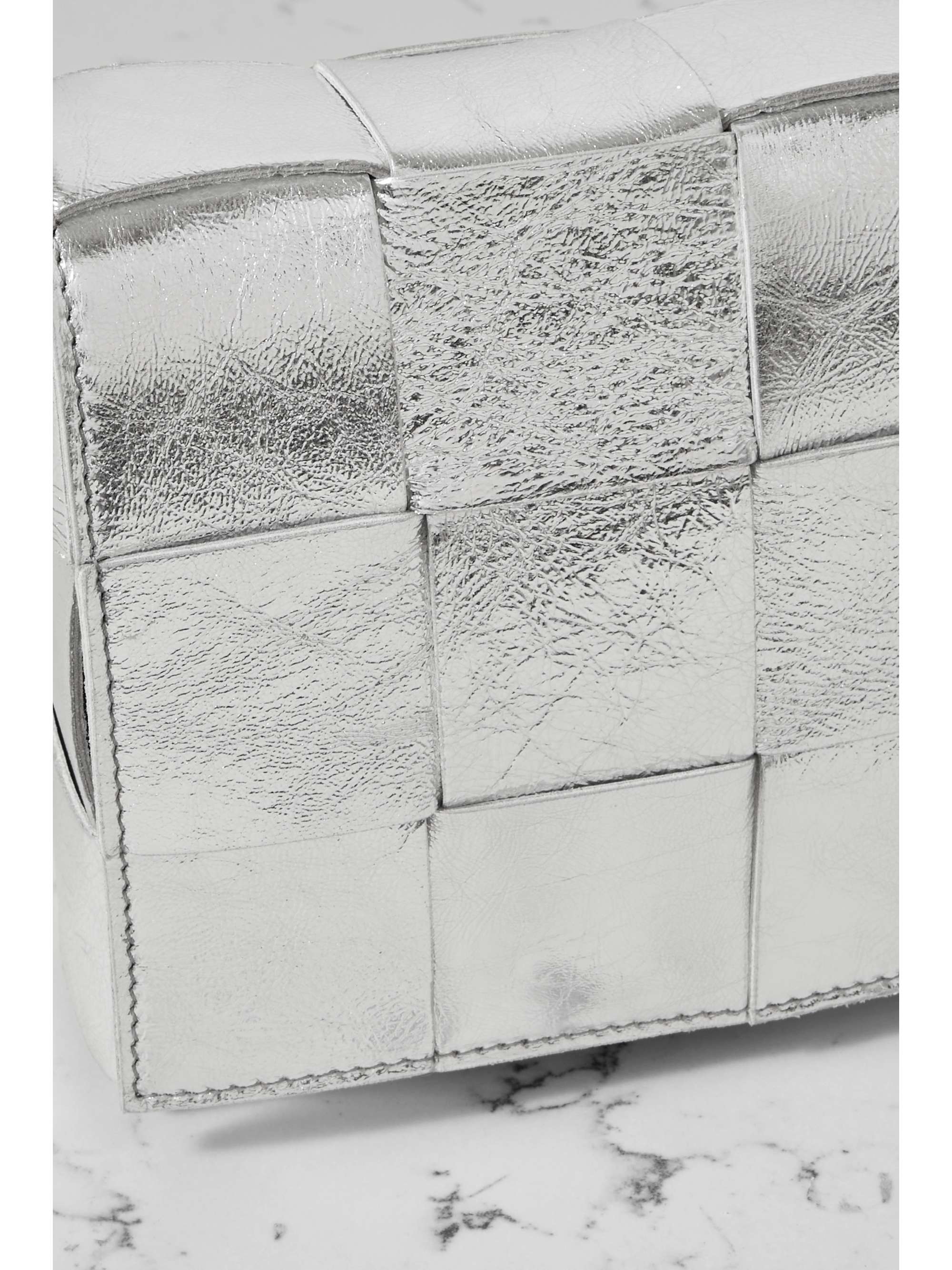 BOTTEGA VENETA Cassette metallic intrecciato leather shoulder bag