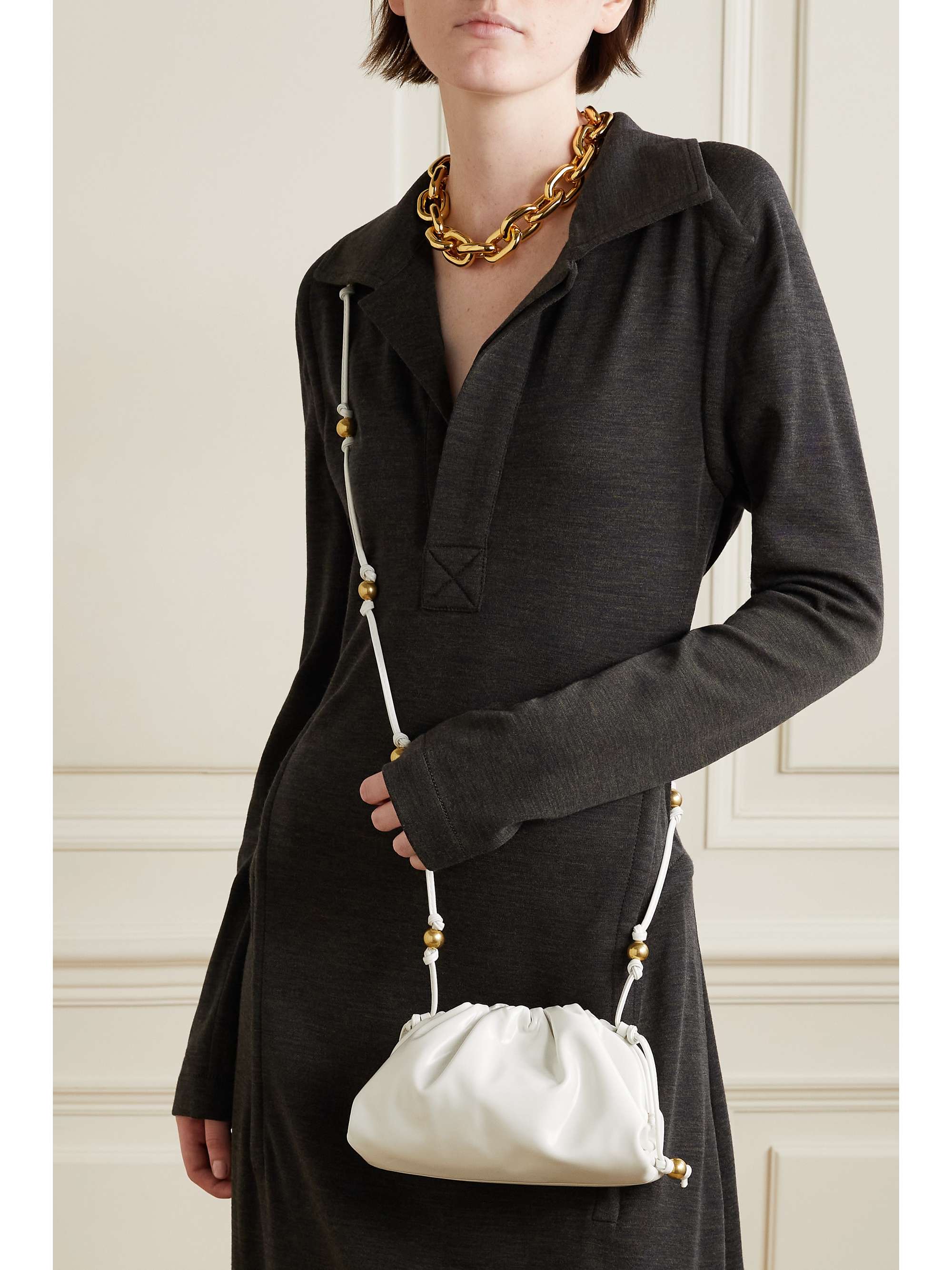 bottega veneta the pouch small gathered intrecciato leather clutch