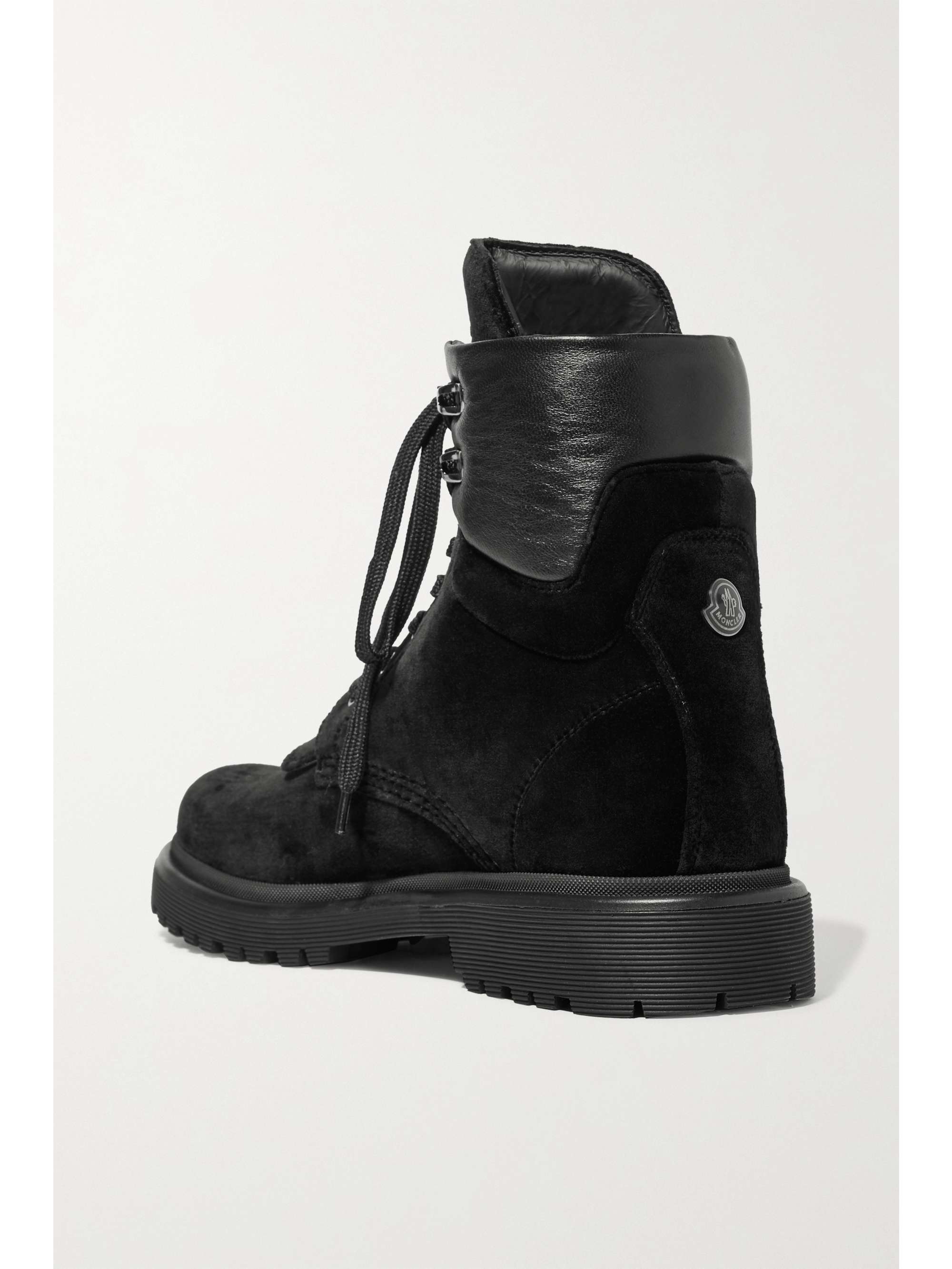 MONCLER Patty leather-trimmed velvet ankle boots