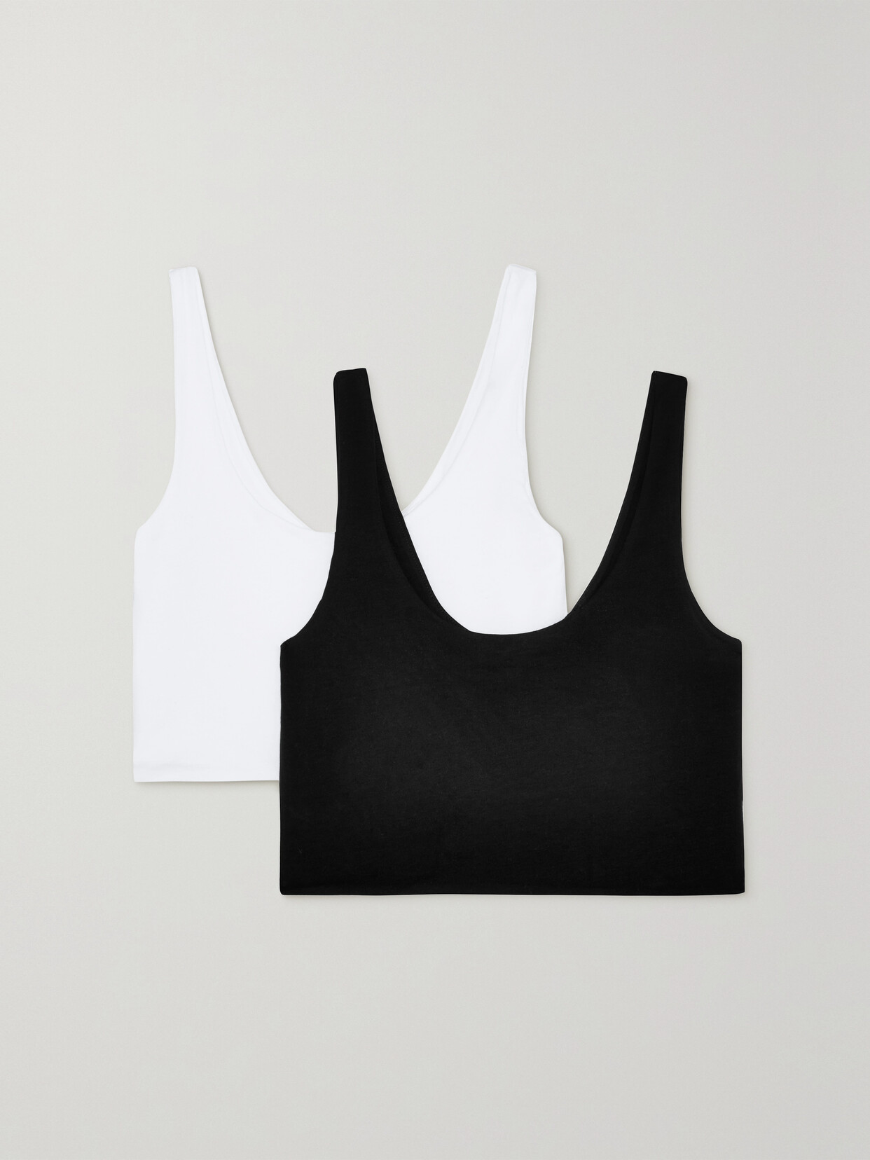 Skin + Net Sustain Clio Set Of Two Stretch Organic Pima Cotton Jersey Soft Cup Bras In Black