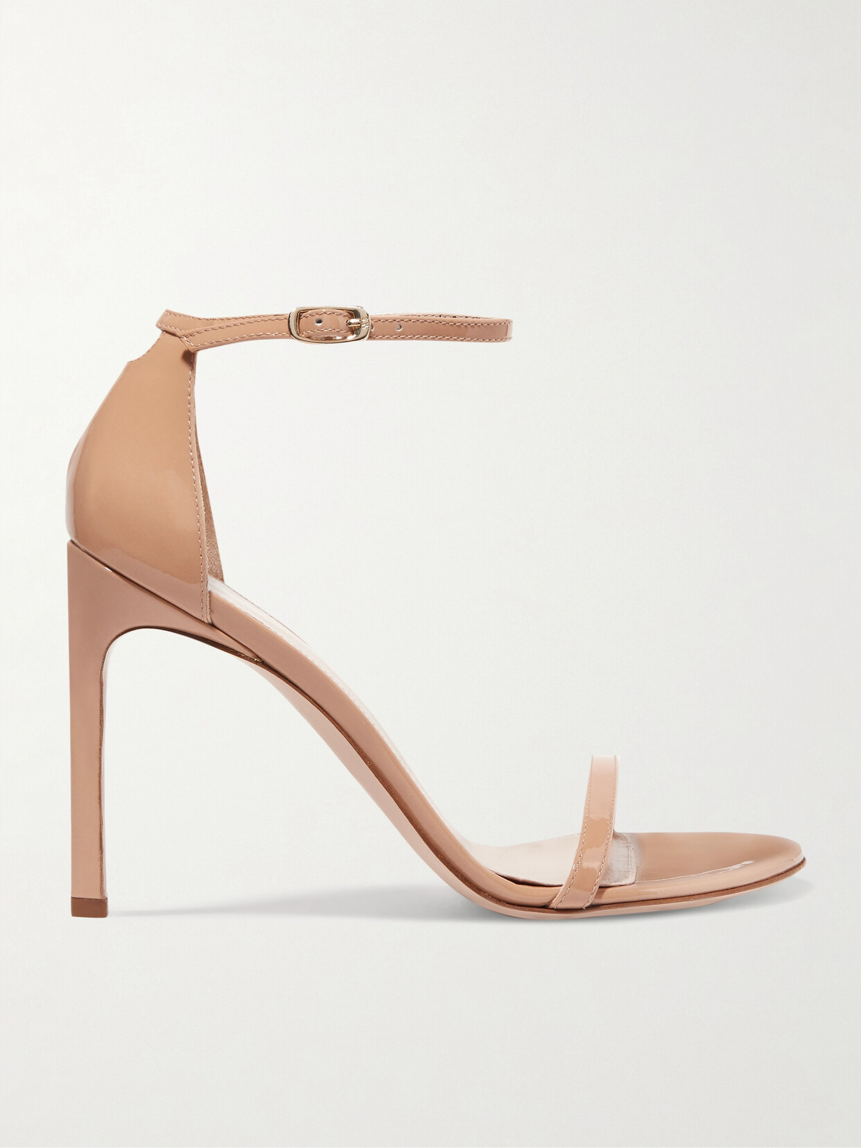 Shop Stuart Weitzman Nudistsong Patent-leather Sandals In Neutrals