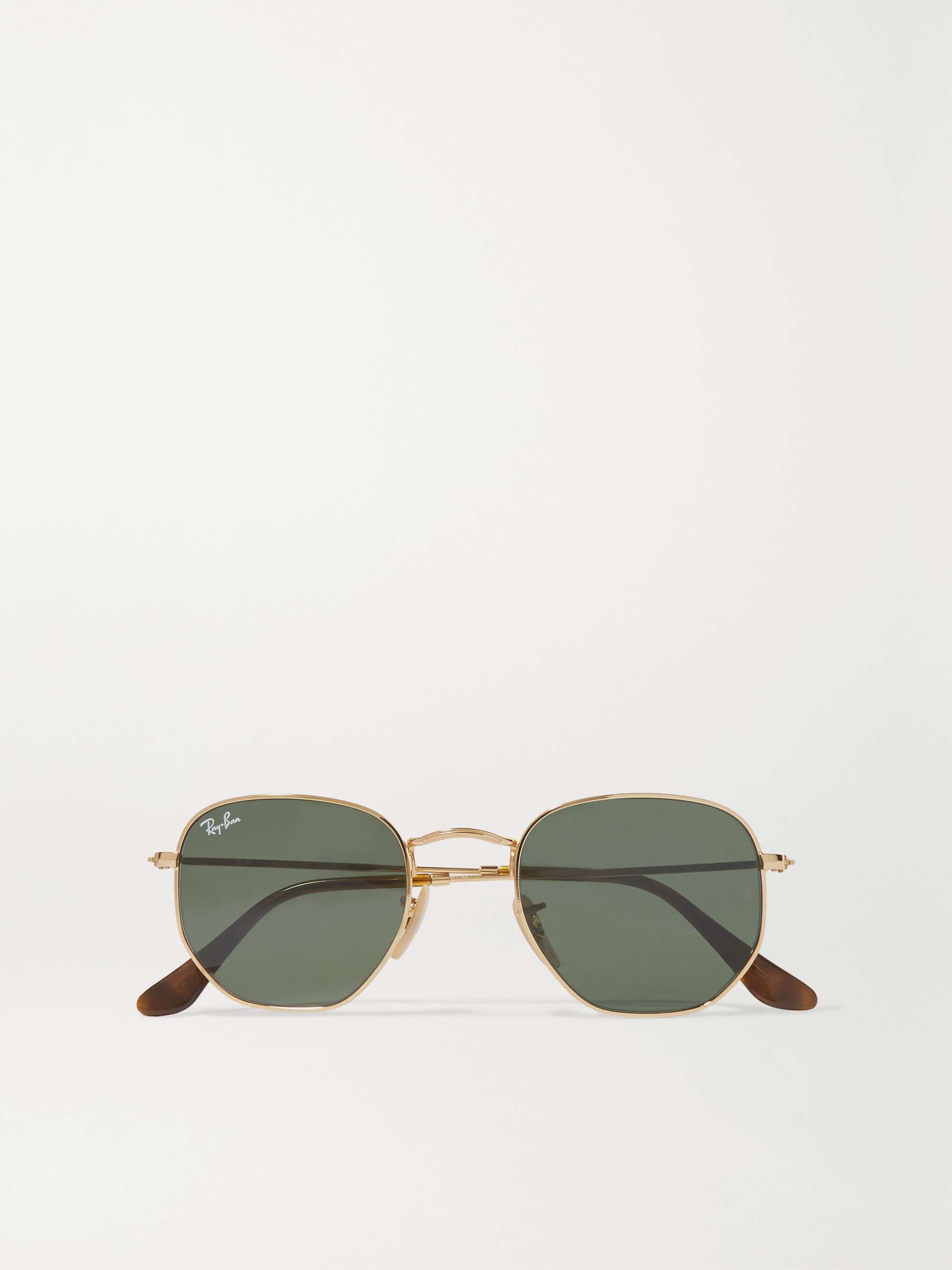 RAY-BAN Hexagon-frame gold-tone sunglasses | NET-A-PORTER