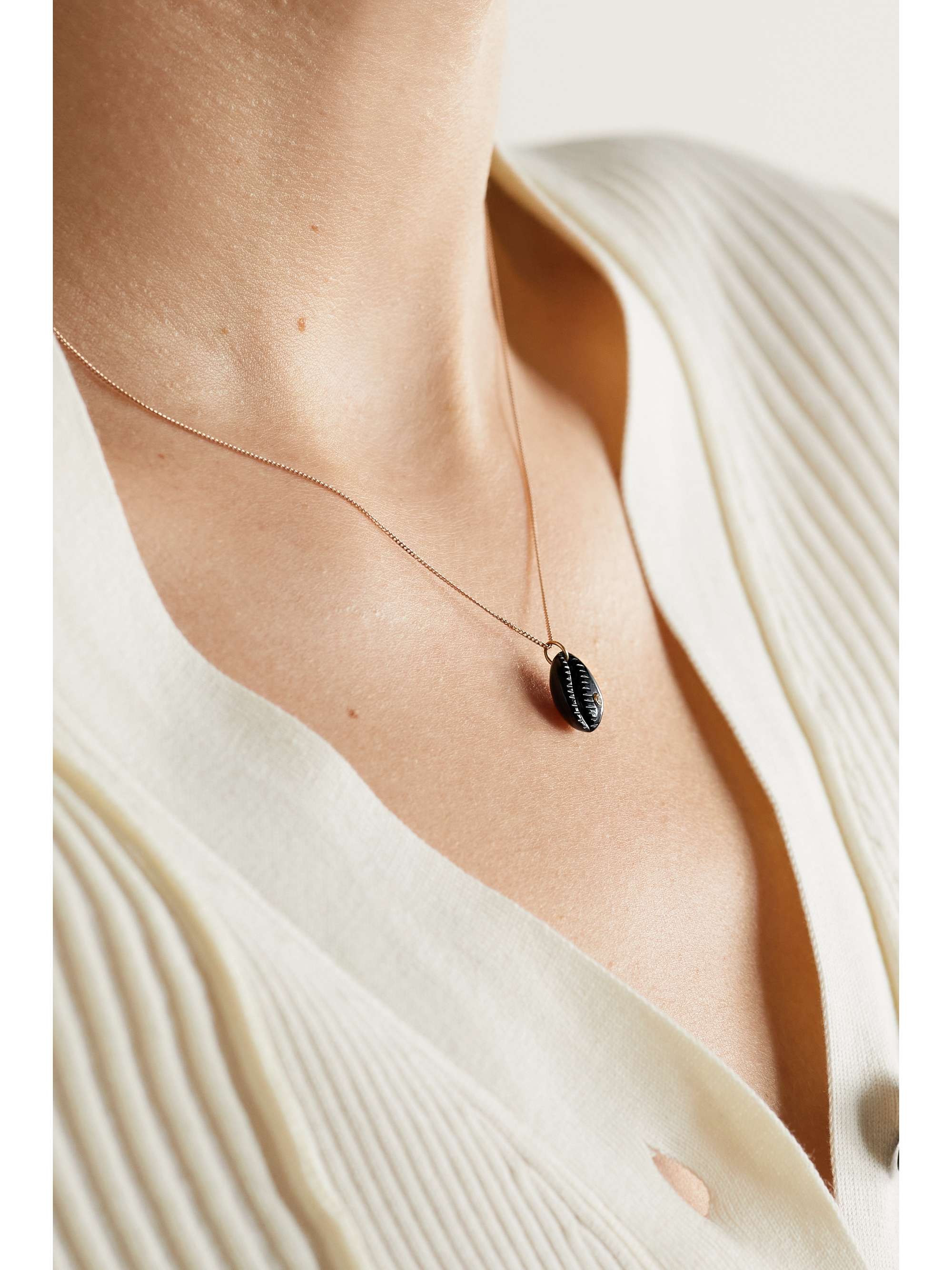 PASCALE MONVOISIN Cauri N°2 9-karat rose gold, onyx and diamond necklace