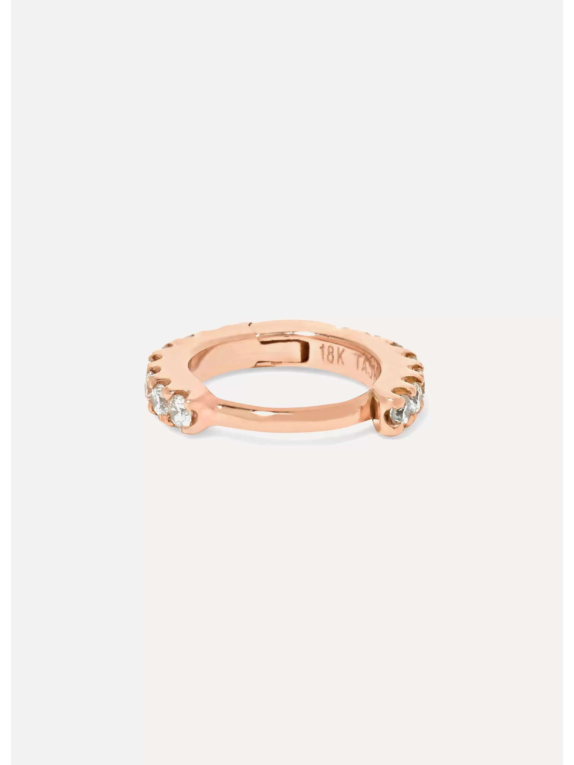 MARIA TASH 5mm 18-karat rose gold diamond hoop earring