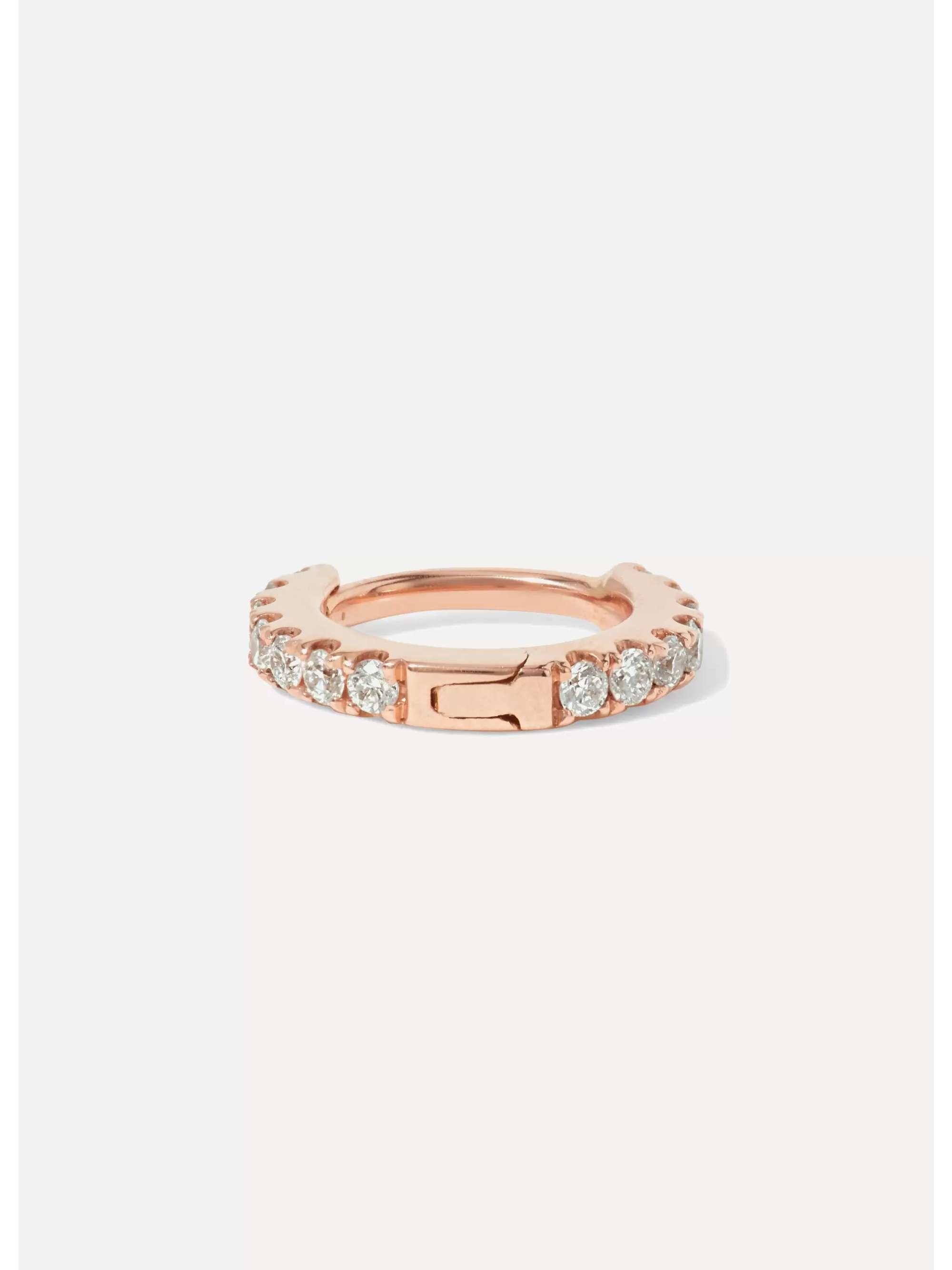 MARIA TASH 5mm 18-karat rose gold diamond hoop earring