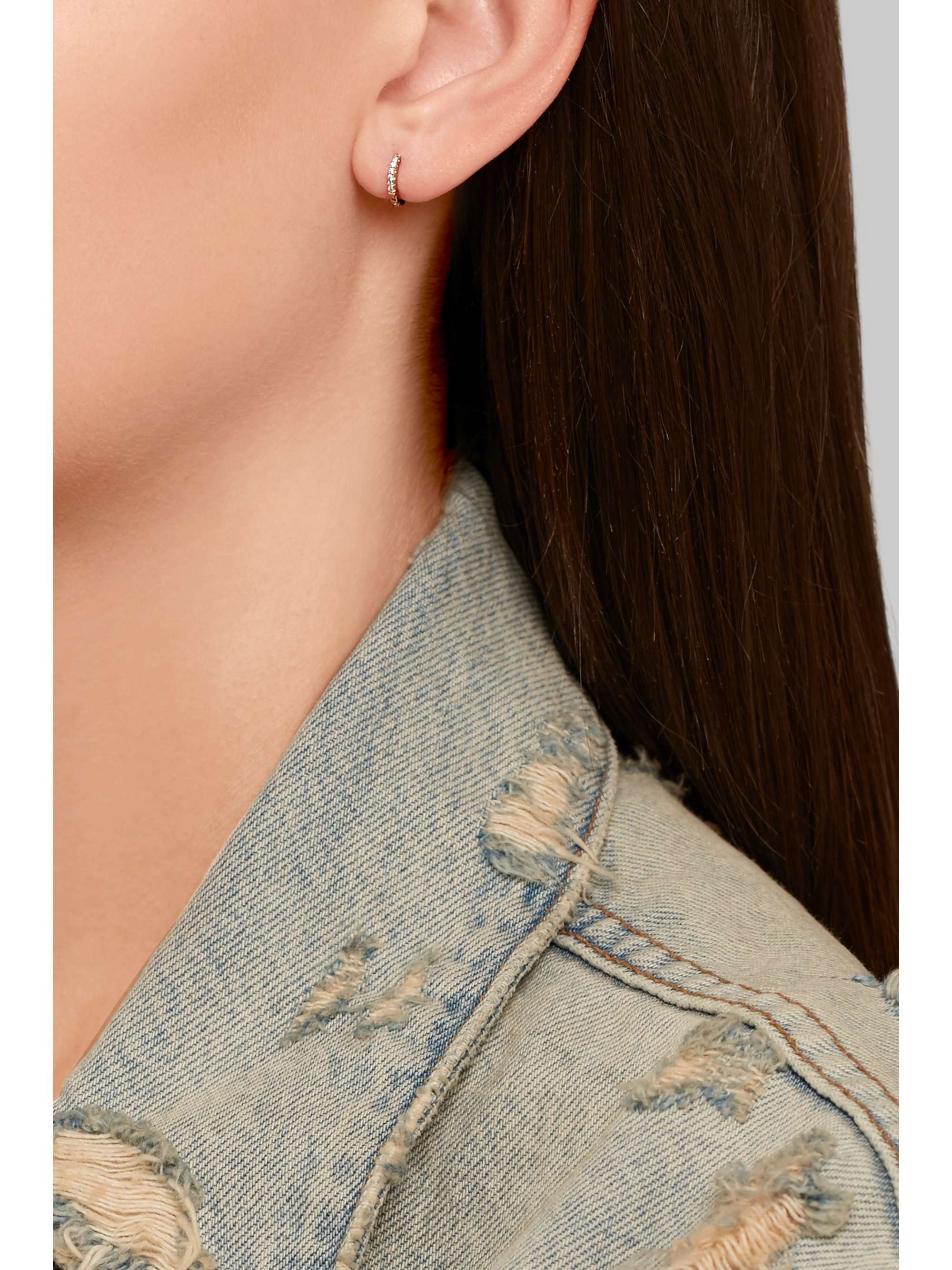 MARIA TASH 5mm 18-karat rose gold diamond hoop earring